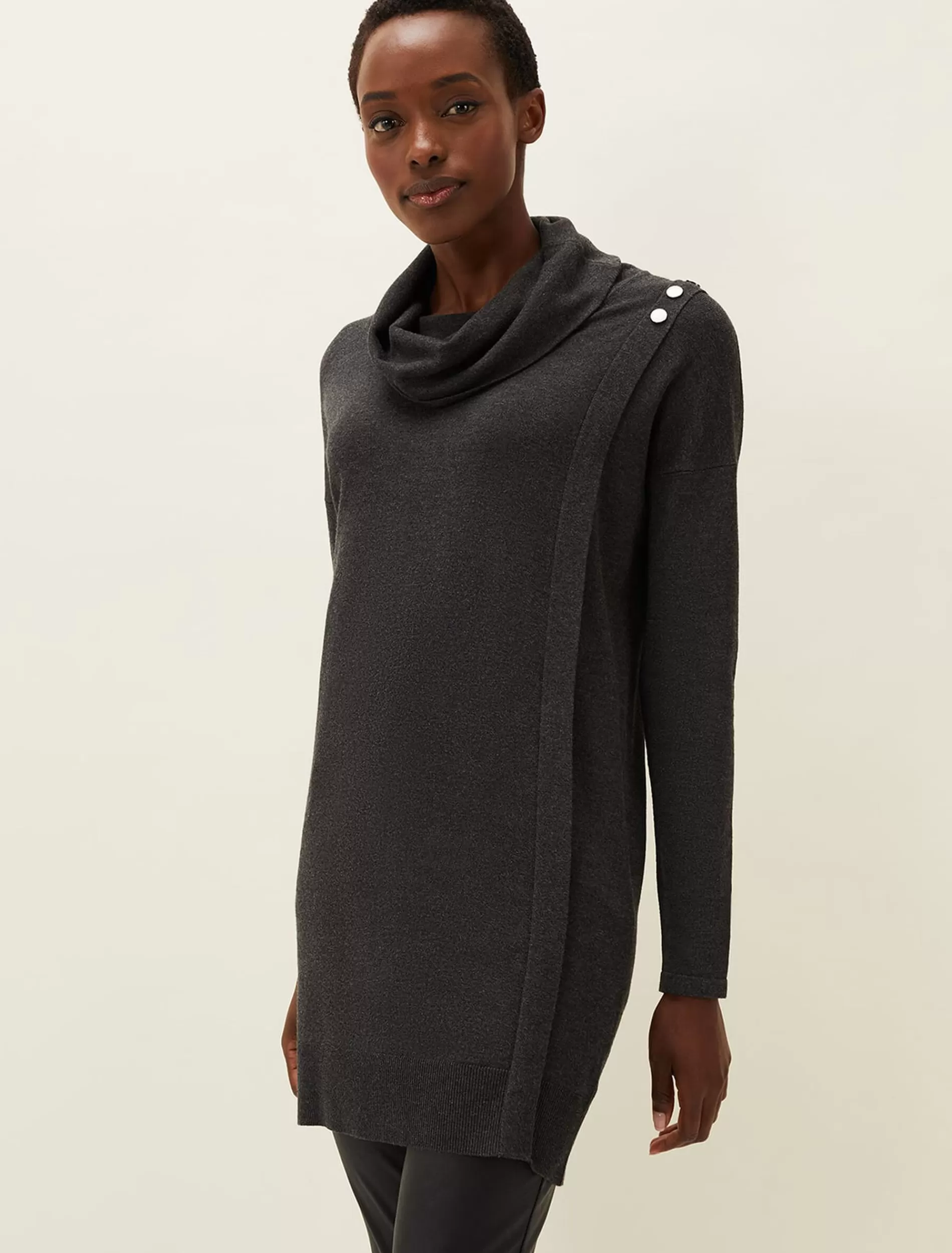 Phase Eight Cindra Knitted Tunic Dress Charcoal Shop