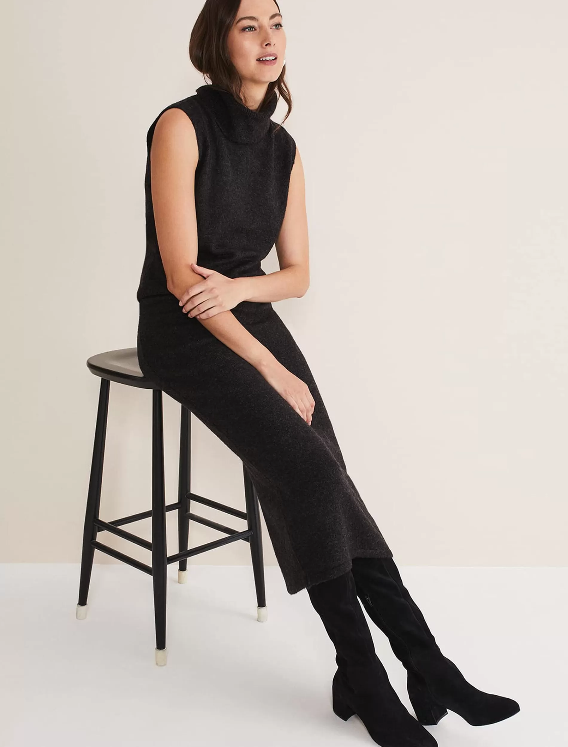 Phase Eight Cindy Cosy Co-Ord Knit Skirt Charcoal Outlet