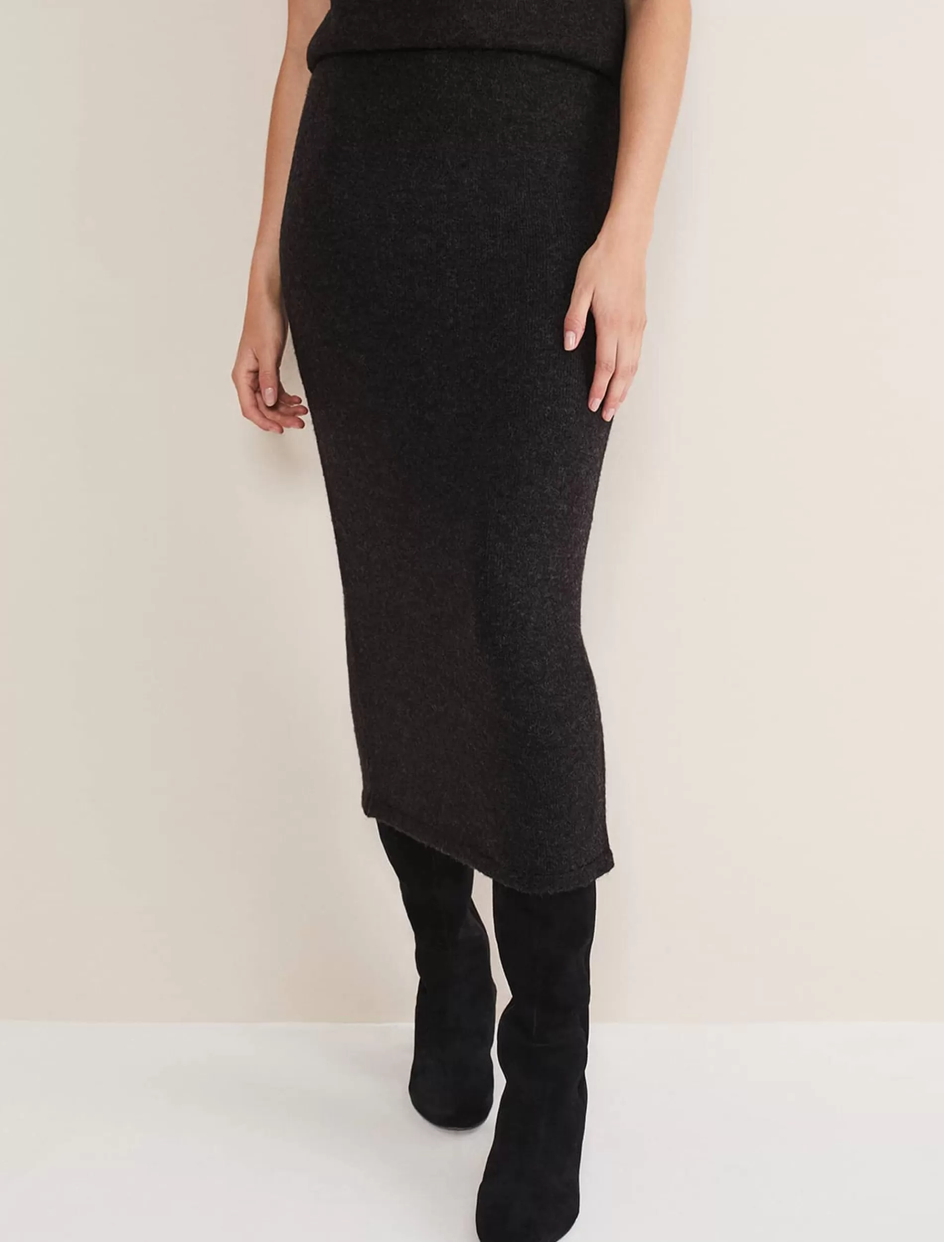 Phase Eight Cindy Cosy Co-Ord Knit Skirt Charcoal Outlet