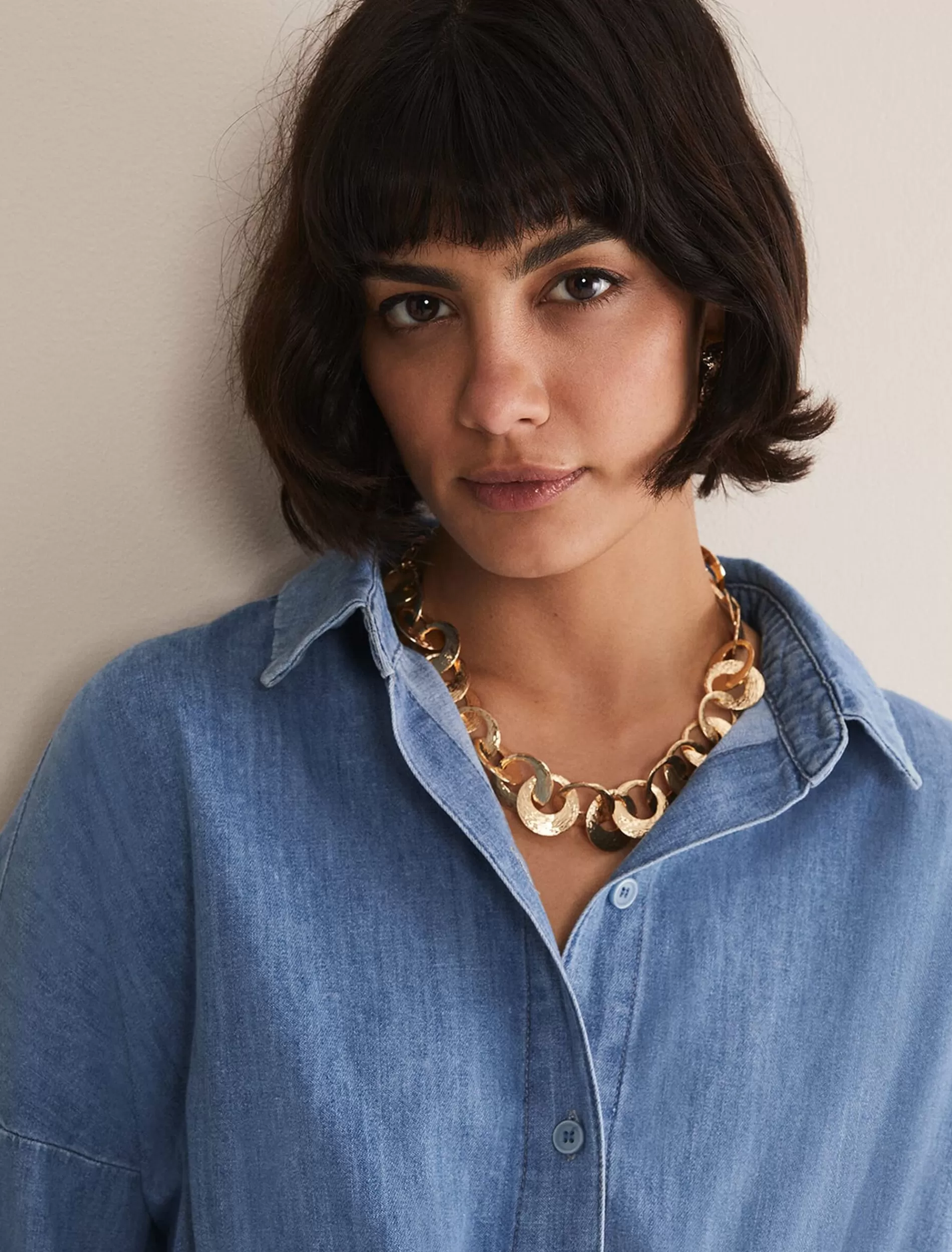 Phase Eight Circle Necklace Gold Flash Sale
