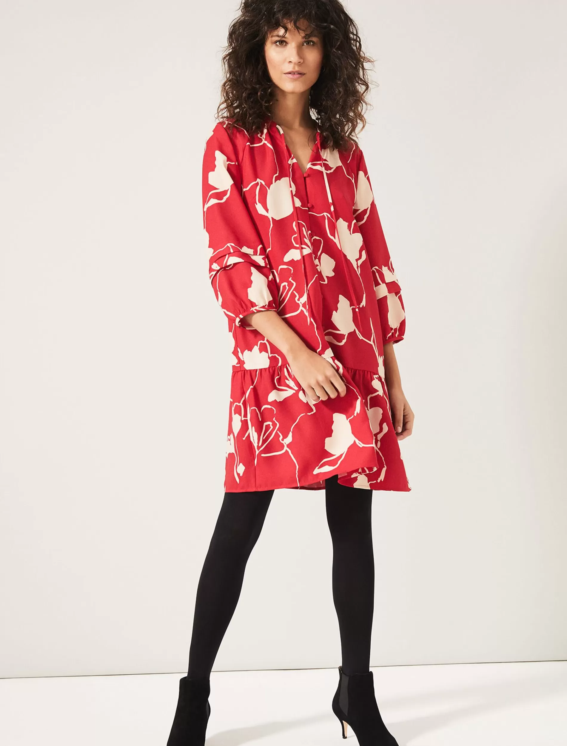Phase Eight Claira Floral Dress Red/Nude New