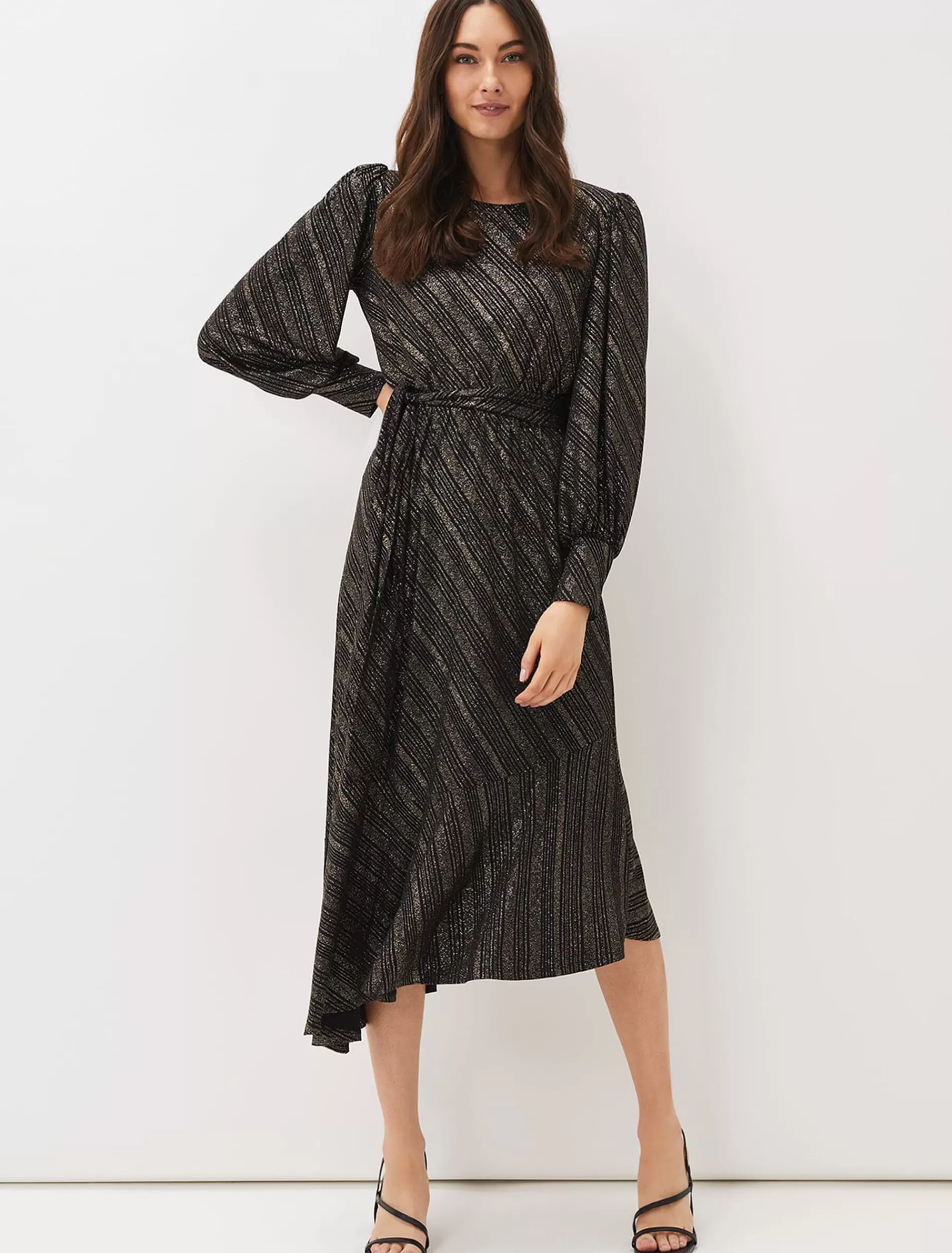 Phase Eight Clairette Asymmetric Sparkle Dress Black Discount