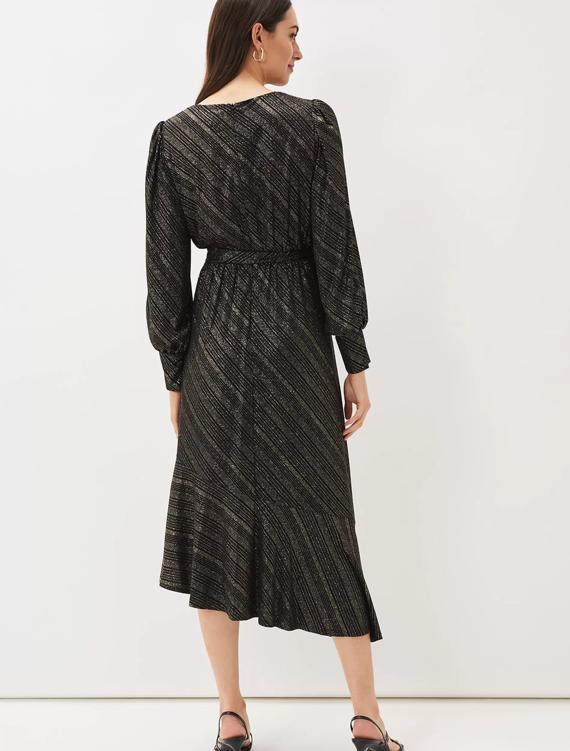 Phase Eight Clairette Asymmetric Sparkle Dress Black Discount