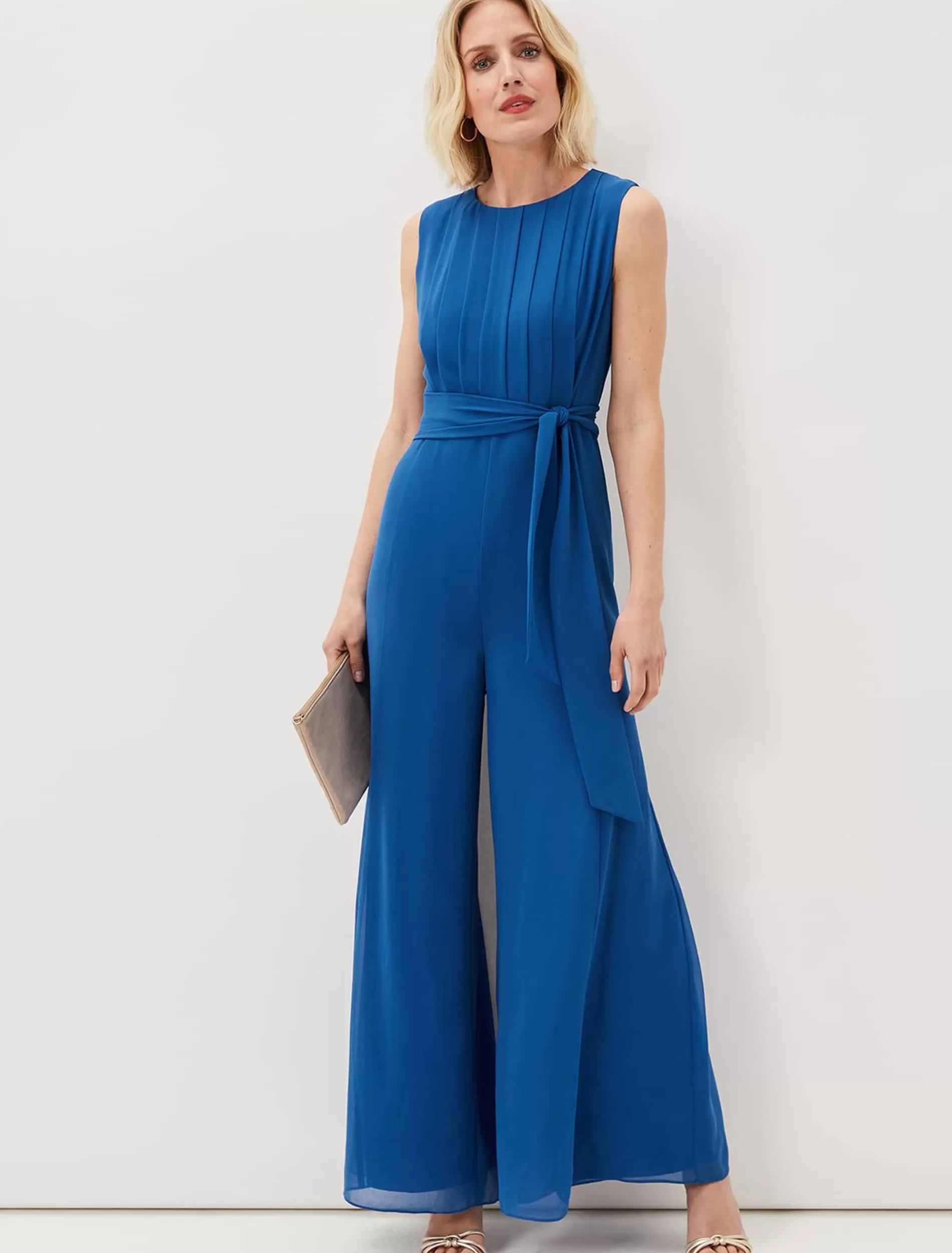 Phase Eight Clarabella Wide Leg Jumpsuit Capri Blue Shop