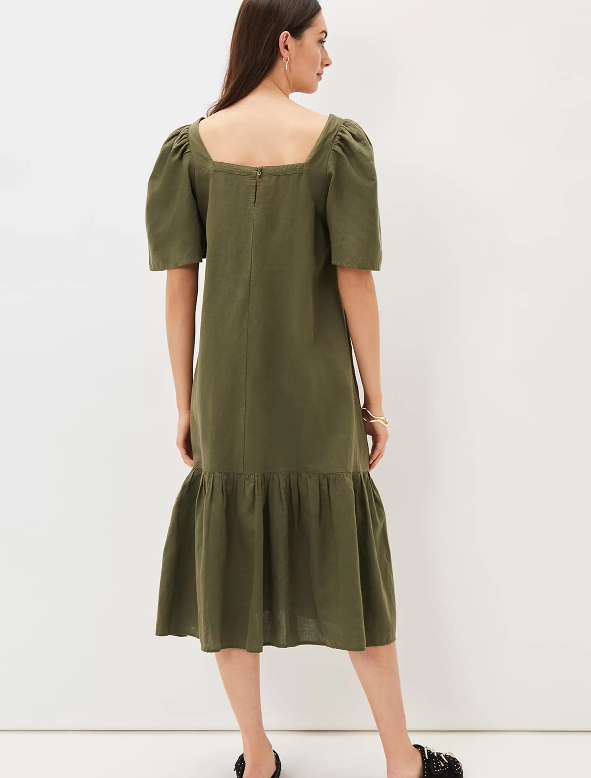 Phase Eight Claria Linen Midi Dress Khaki Best Sale
