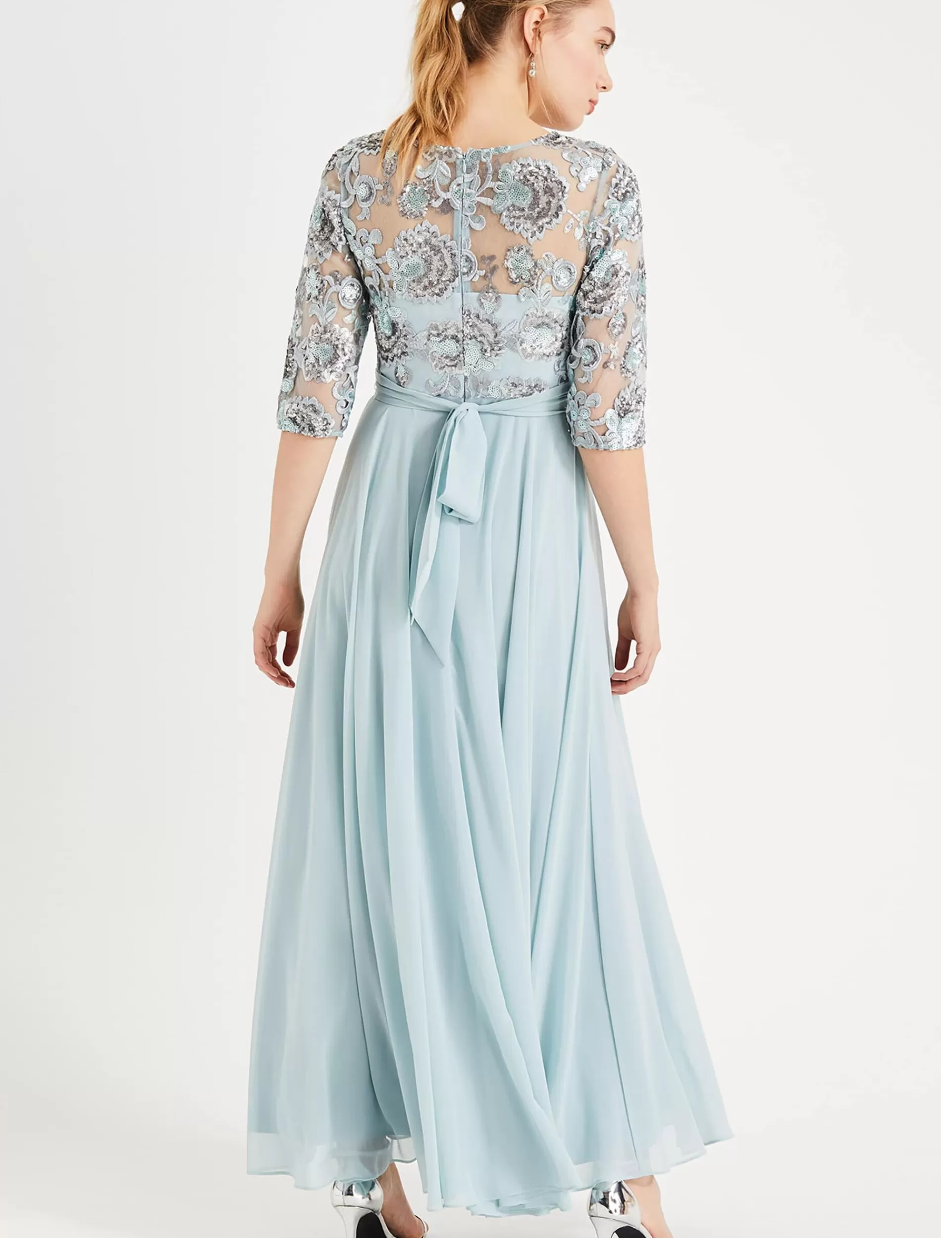 Phase Eight Clarissa Sequin Maxi Dress Duck Egg Outlet