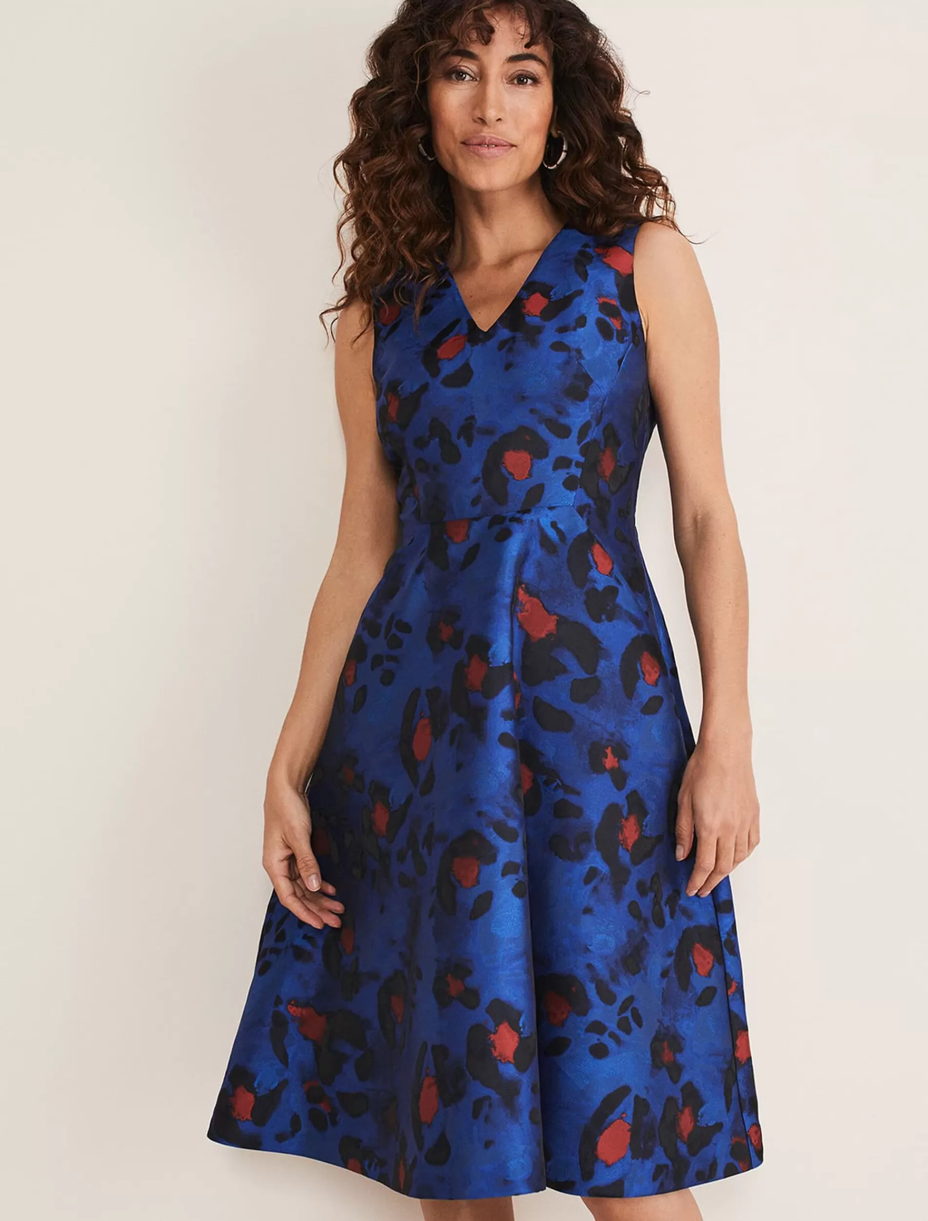 Phase Eight Clarisse Print Jacquard Dress Cobalt/Multi Discount