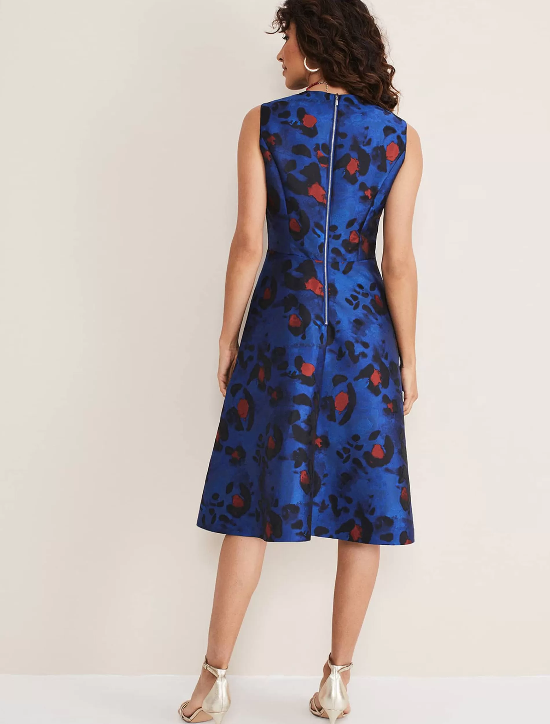 Phase Eight Clarisse Print Jacquard Dress Cobalt/Multi Discount