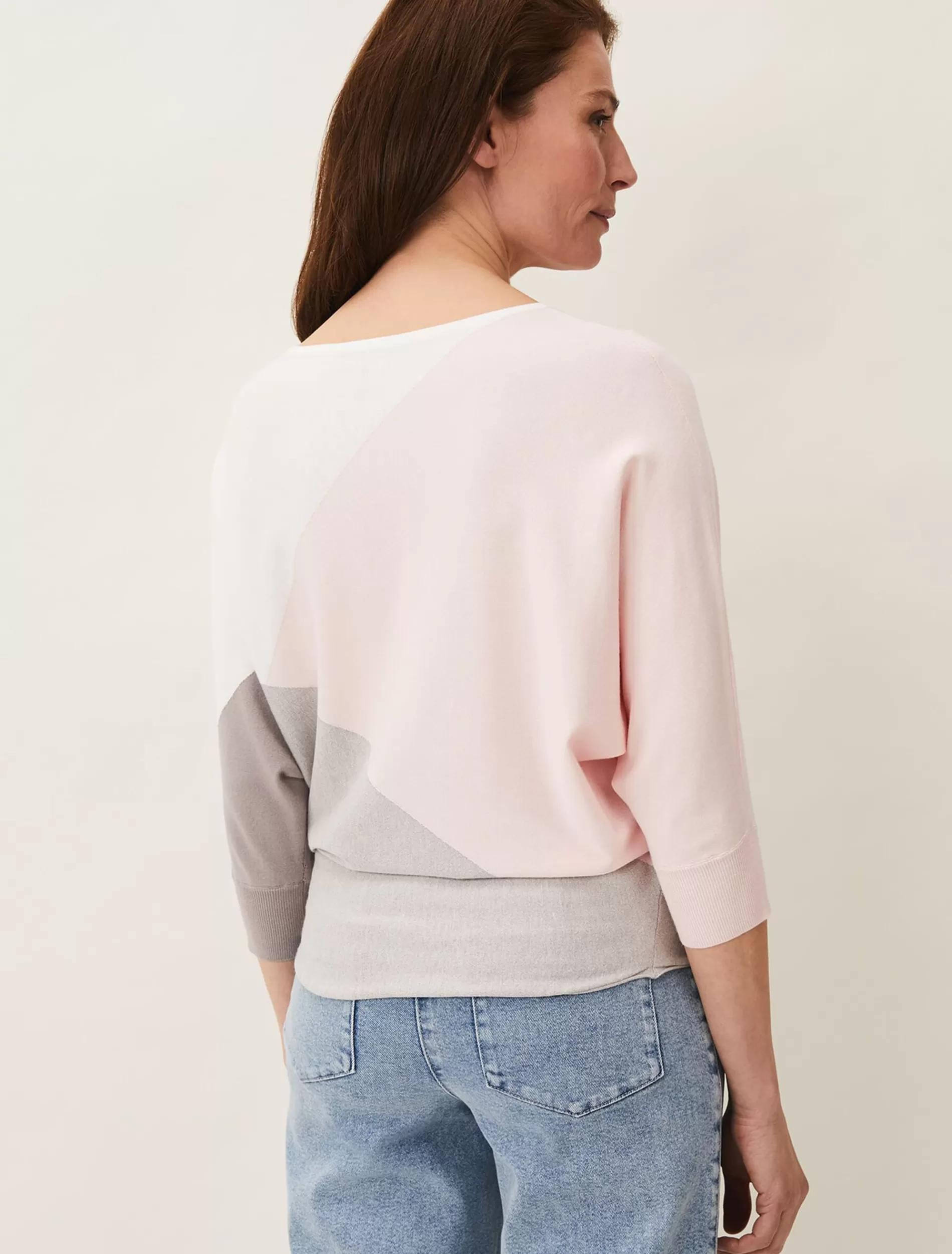 Phase Eight Claudette Colourblock Jumper Grey/Pink Clearance
