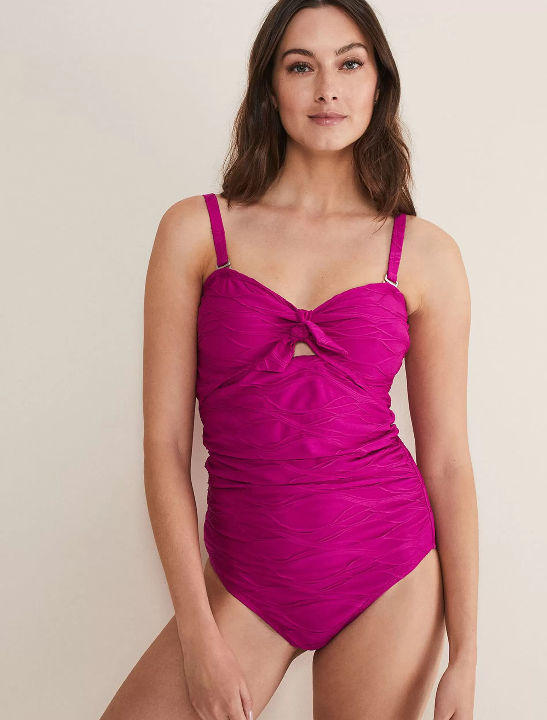 Phase Eight Claudia Textured Swimsuit Magenta Clearance