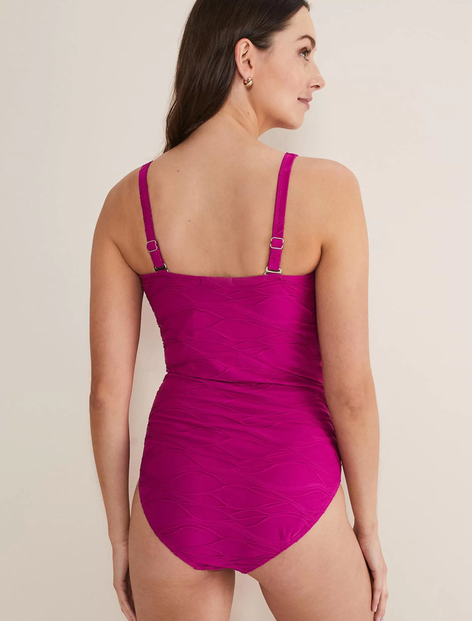 Phase Eight Claudia Textured Swimsuit Magenta Clearance