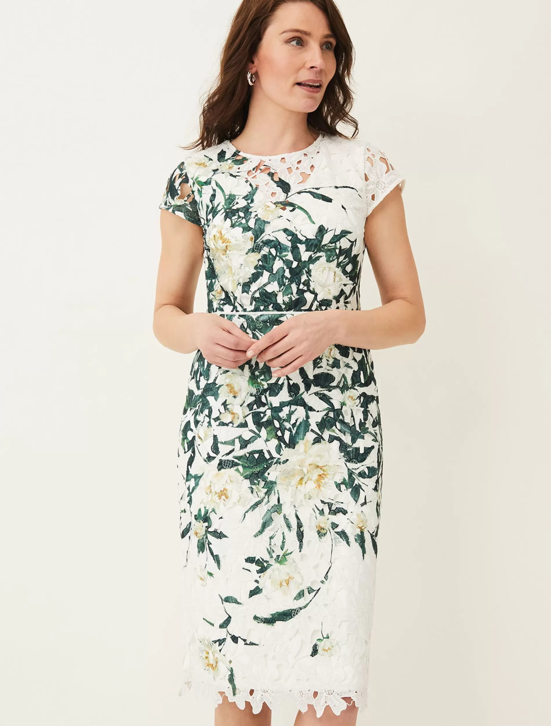 Phase Eight Claudine Floral Lace Dress Ivory Multi New