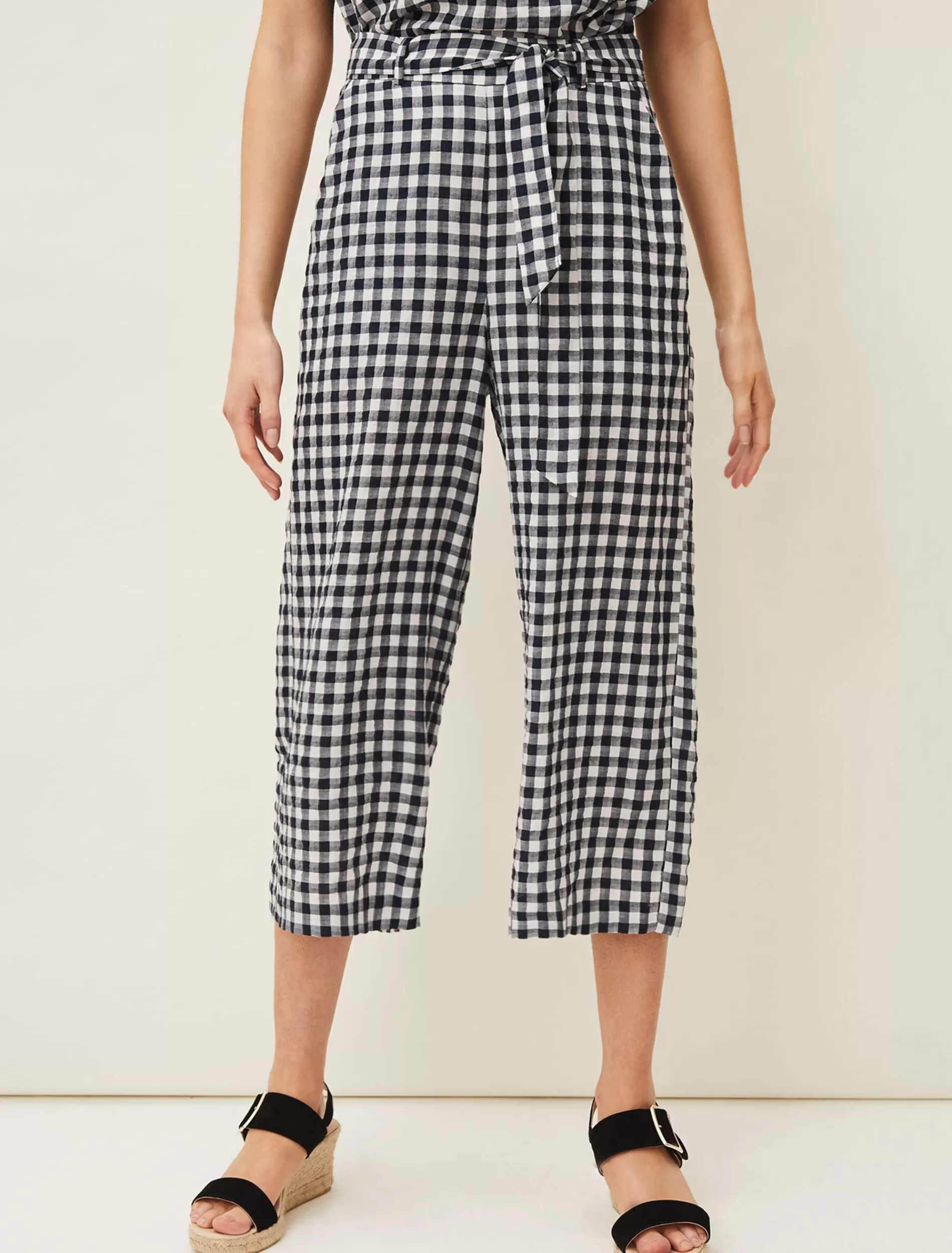 Phase Eight Clea Gingham Culottes Navy/Ivory Best
