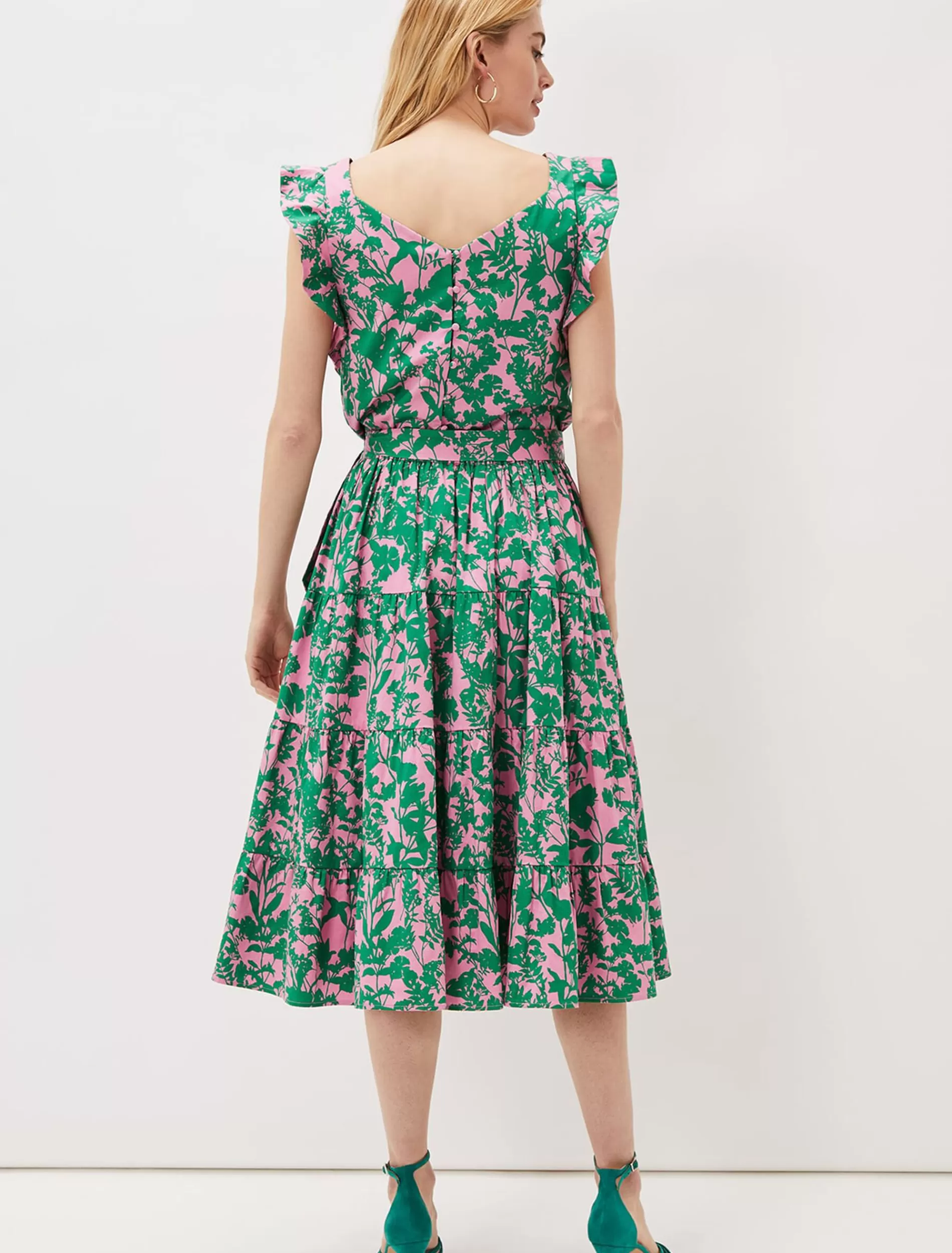 Phase Eight Cleona Printed Dobby Co-Ord Skirt Candy Pink/Grass Green Clearance