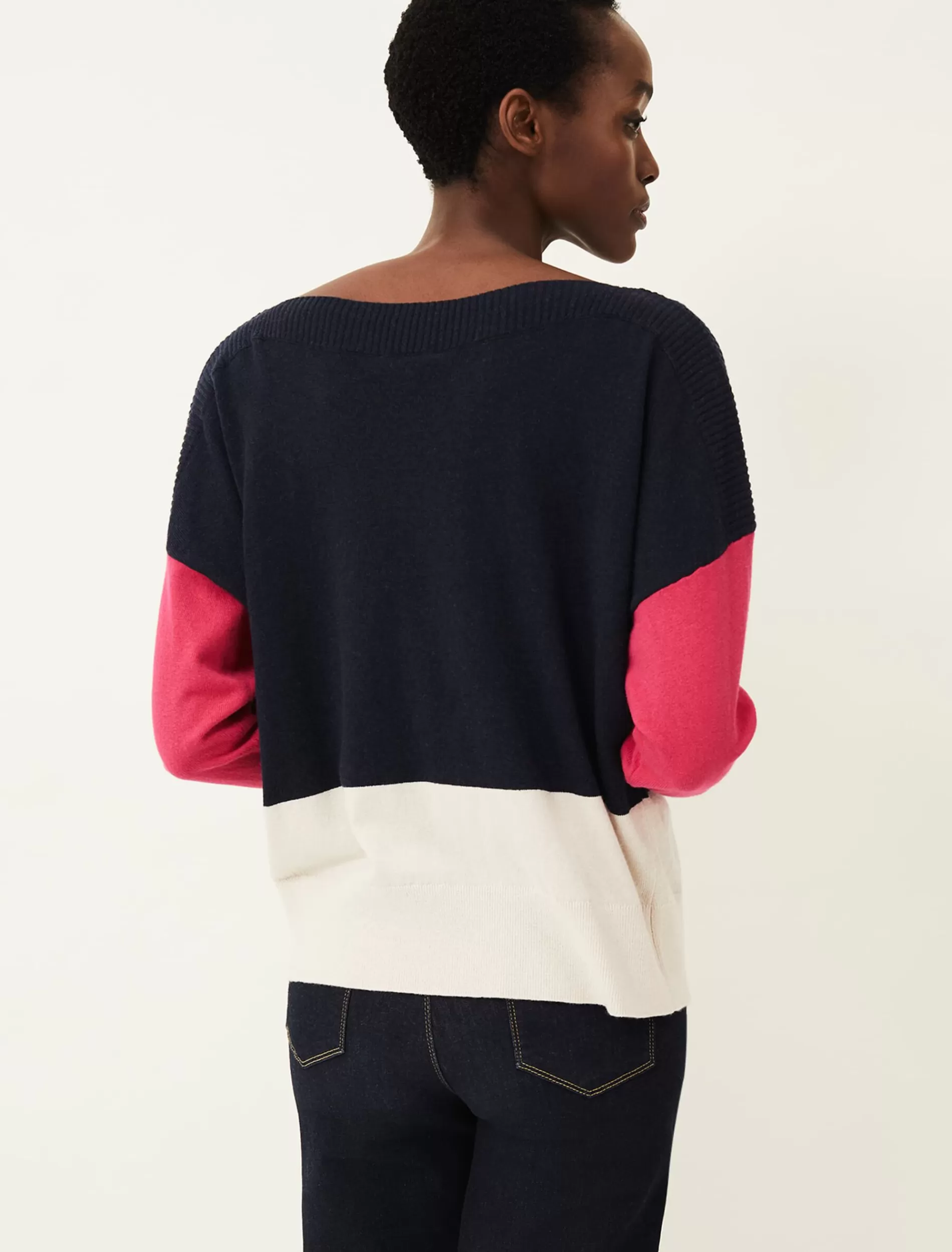 Phase Eight Clodagh Colourblock Jumper Navy/Magenta Clearance