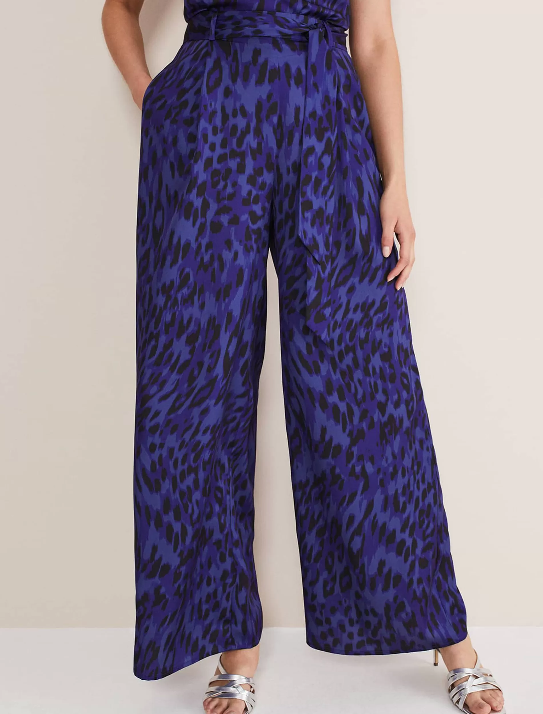 Phase Eight Coletta Leopard Print Trousers Ultra Violet Discount