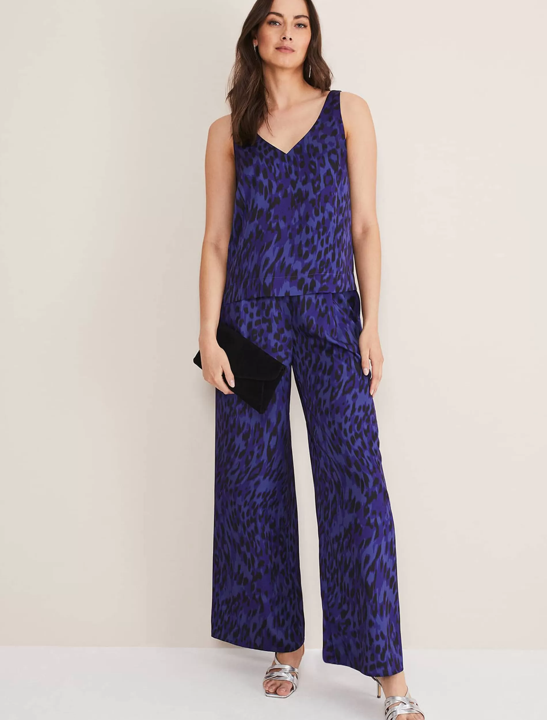 Phase Eight Coletta Leopard Print Trousers Ultra Violet Discount