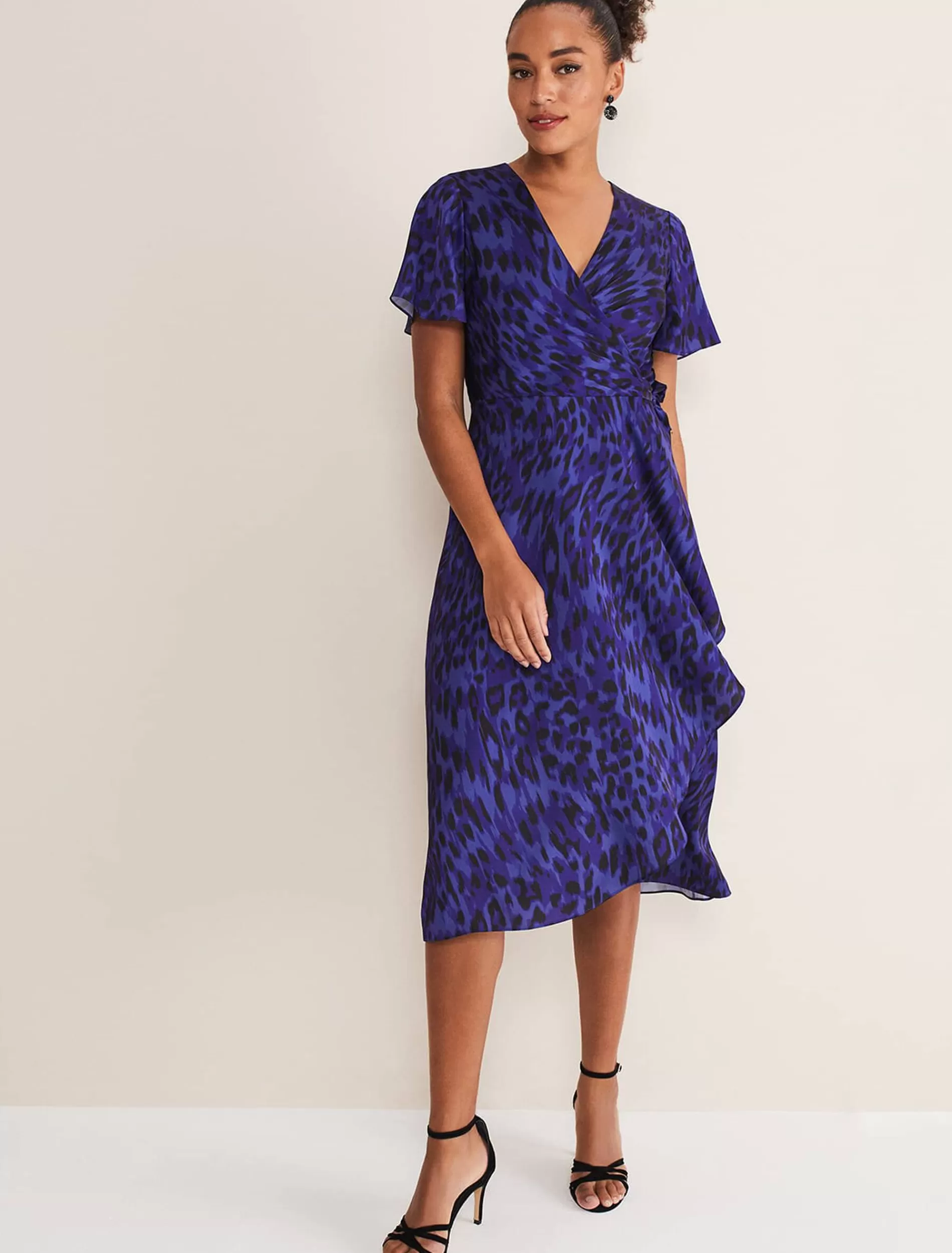 Phase Eight Colletta Print Wrap Dress Ultra Violet Outlet