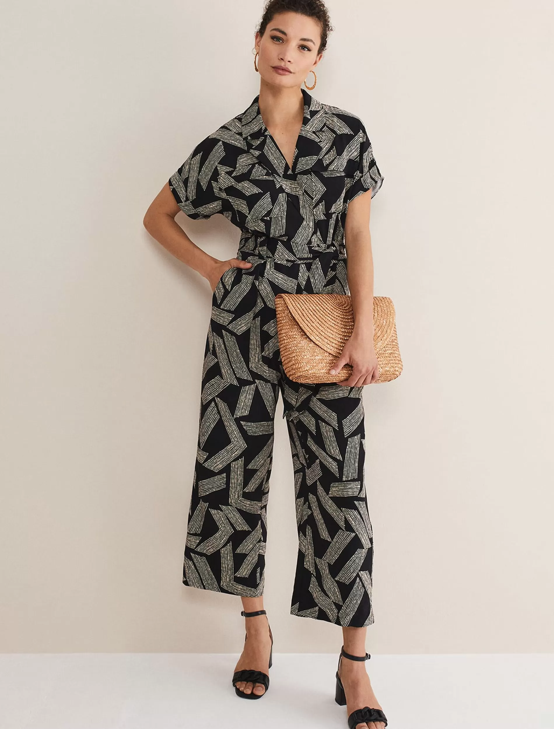 Phase Eight Constance Abstract Wide Leg Jumpsuit Black/White Best Sale