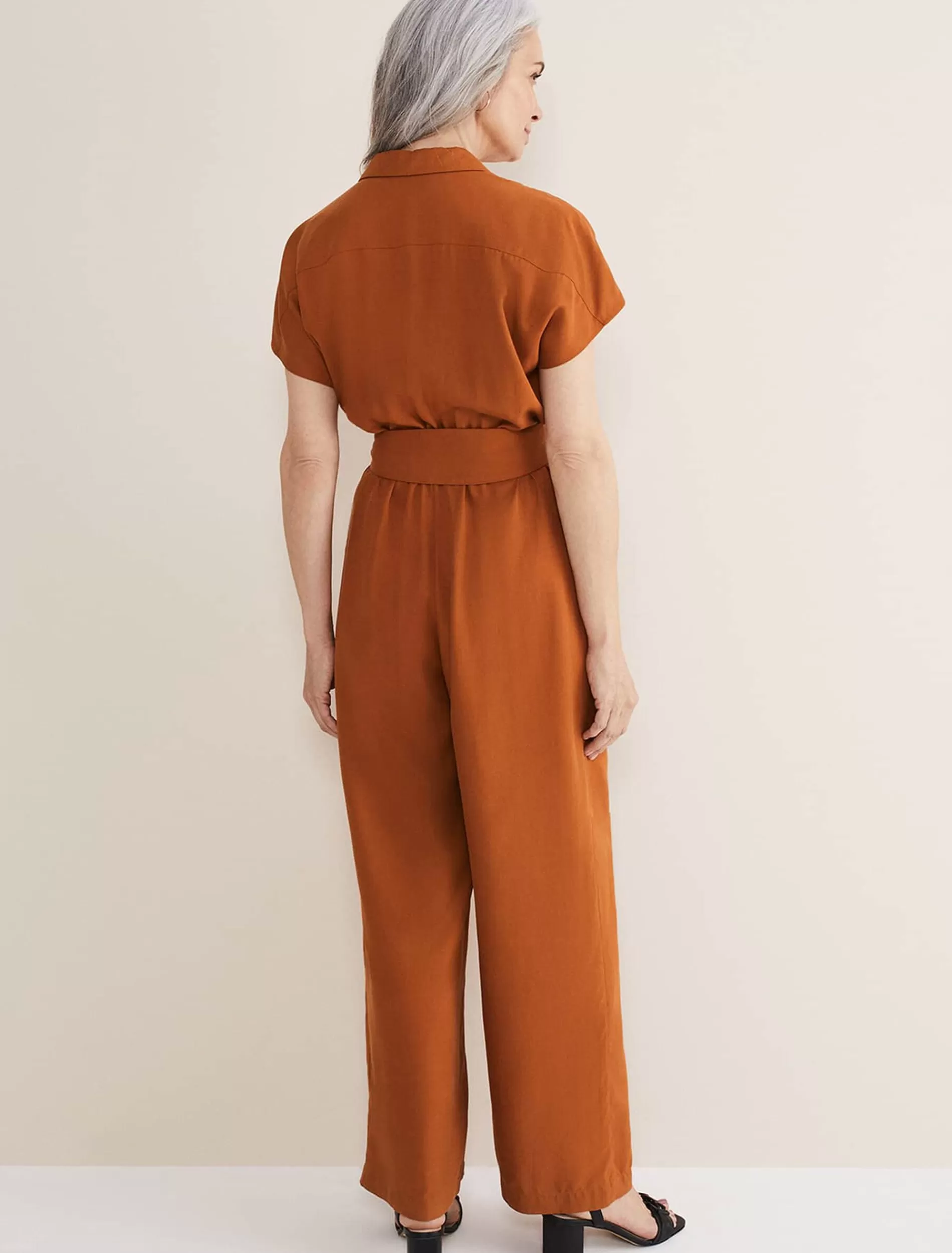 Phase Eight Cora Belted Jumpsuit Burnt Orange Outlet
