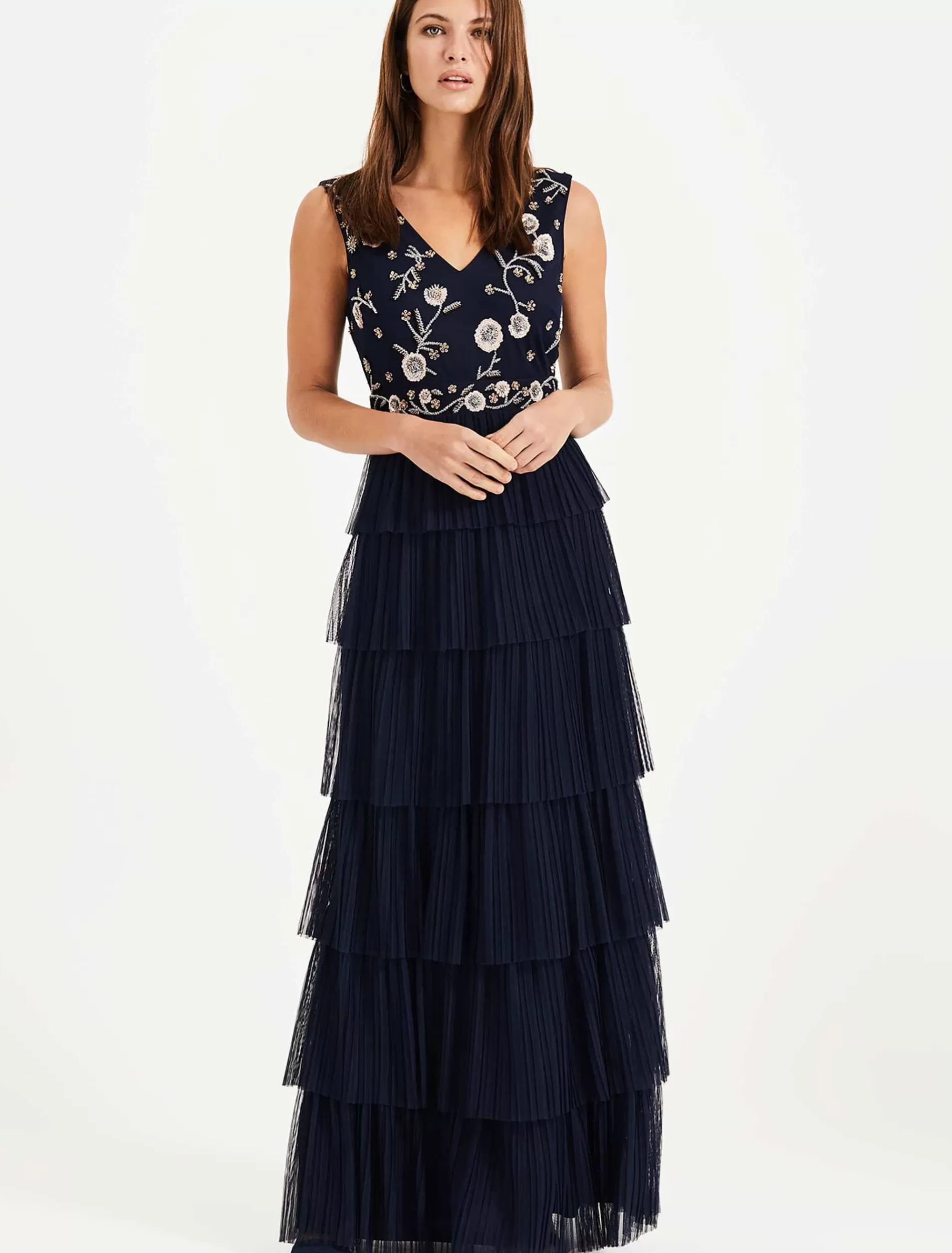 Phase Eight Cordelia Tiered Maxi Dress Navy Clearance