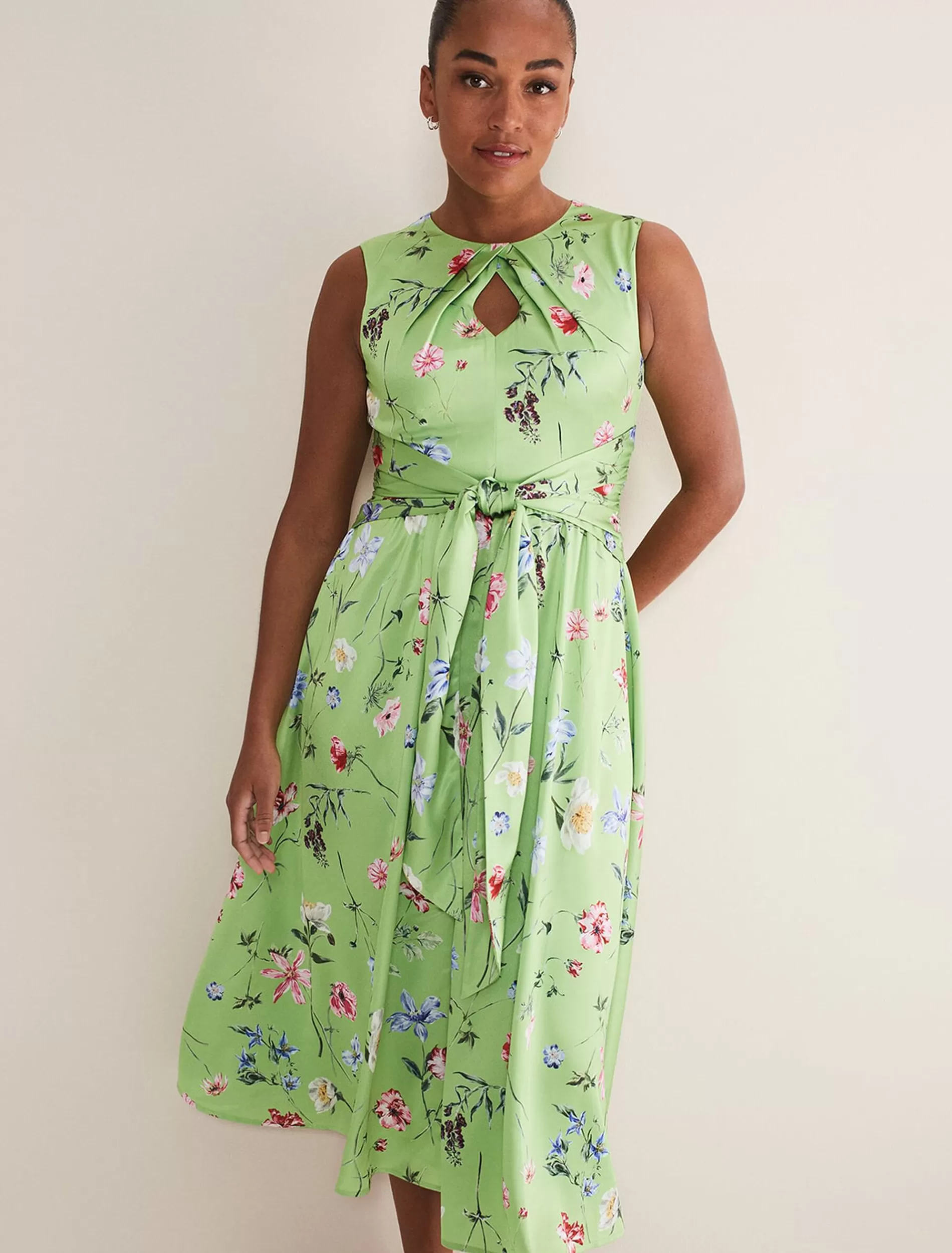 Phase Eight Corrin Floral Midi Dress Lime/Multi Outlet