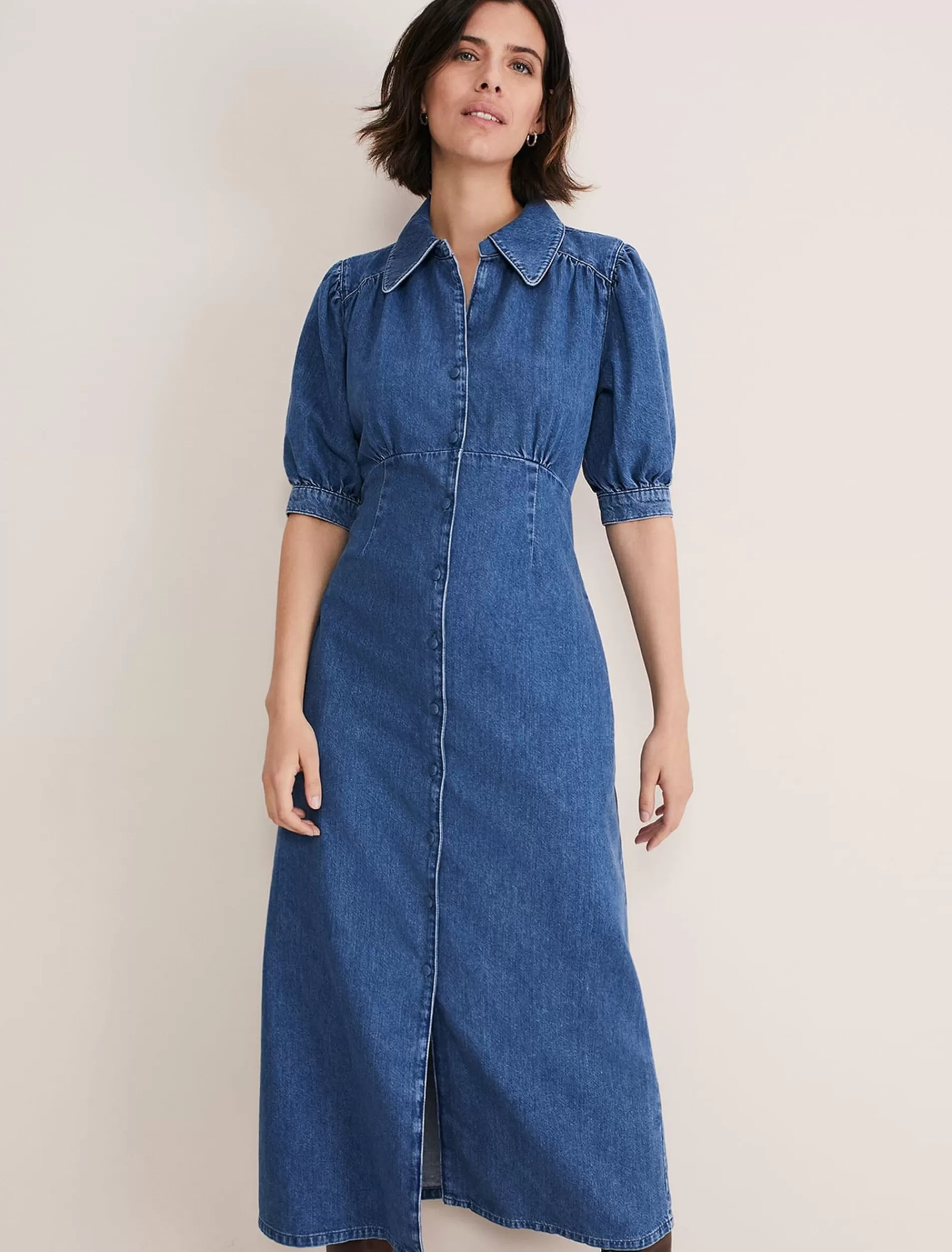 Phase Eight Cosette Denim Midaxi Dress Blue Cheap