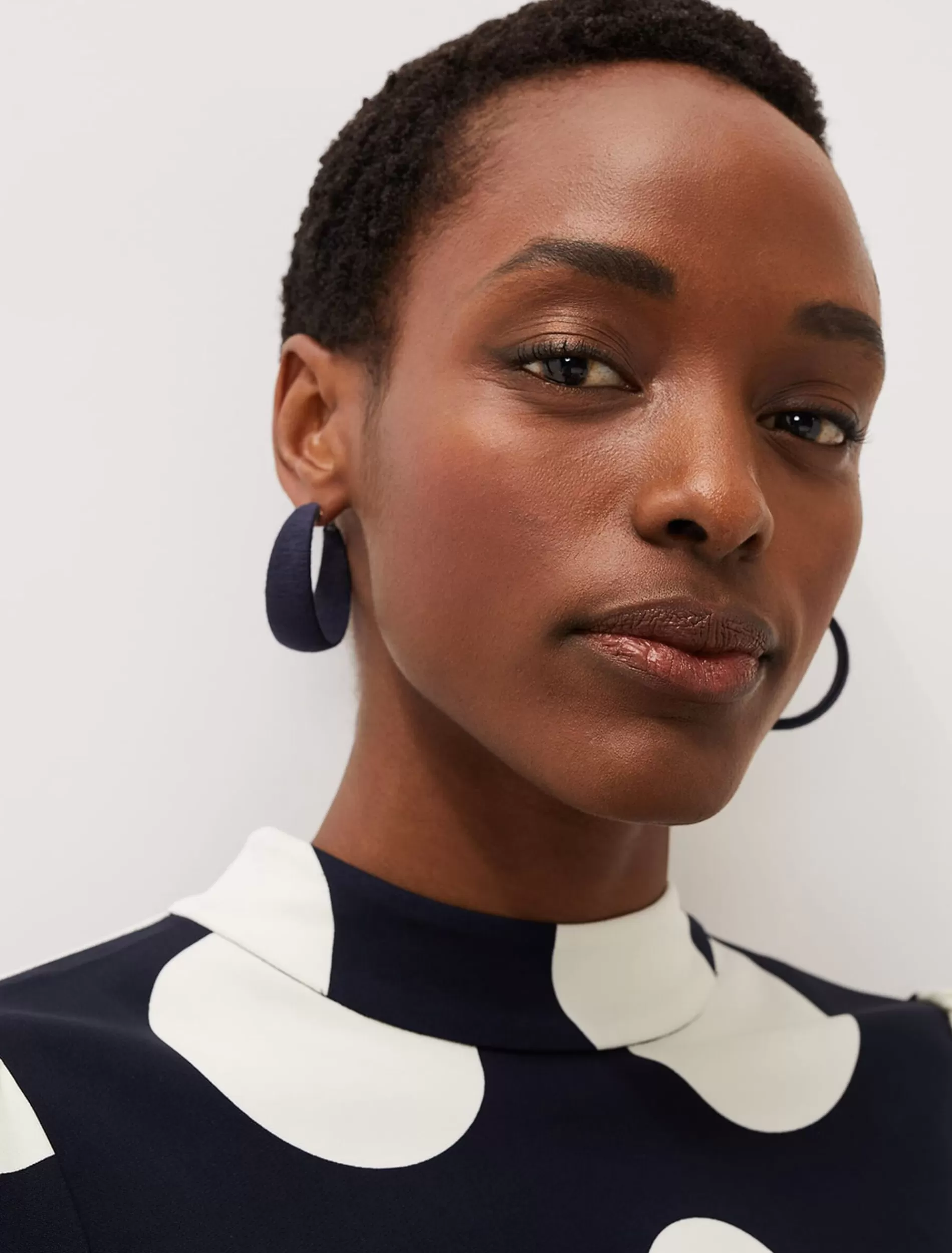 Phase Eight Covered Hoop Earring Navy Flash Sale