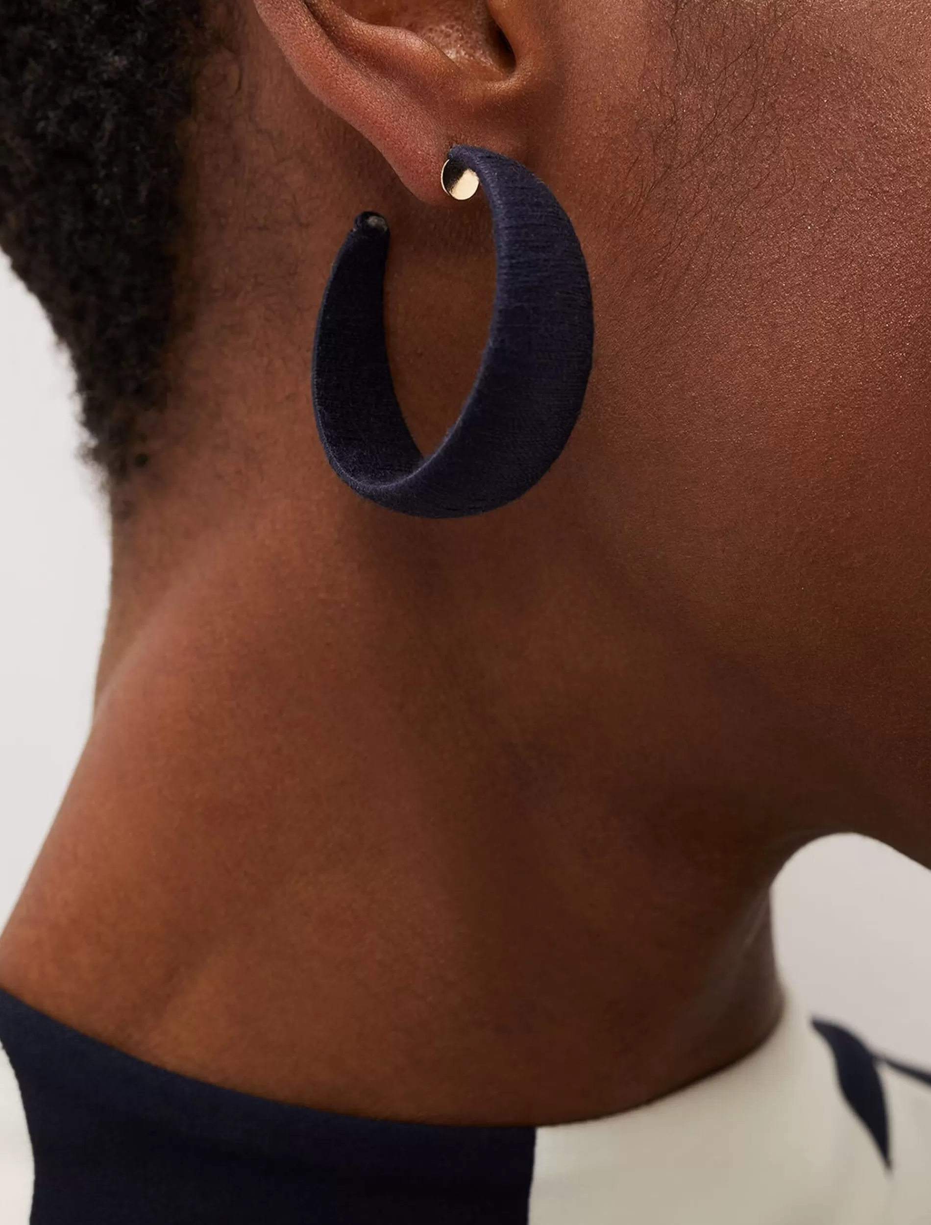 Phase Eight Covered Hoop Earring Navy Flash Sale