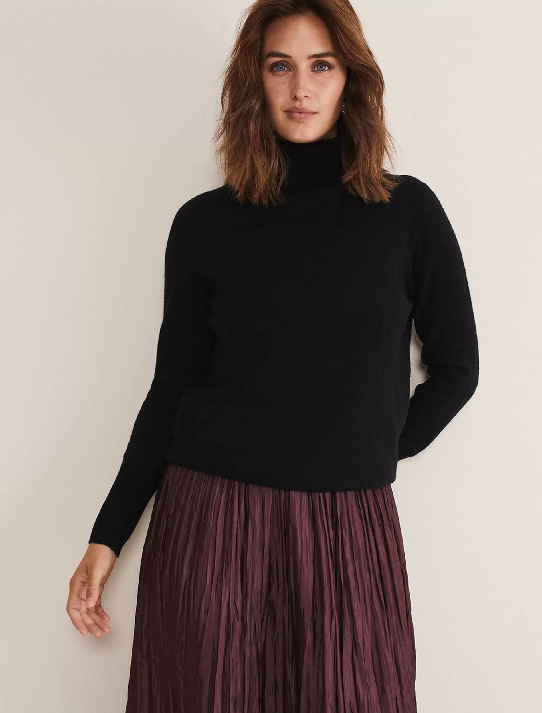 Phase Eight Cressida Wool Cashmere Roll Neck Black Shop