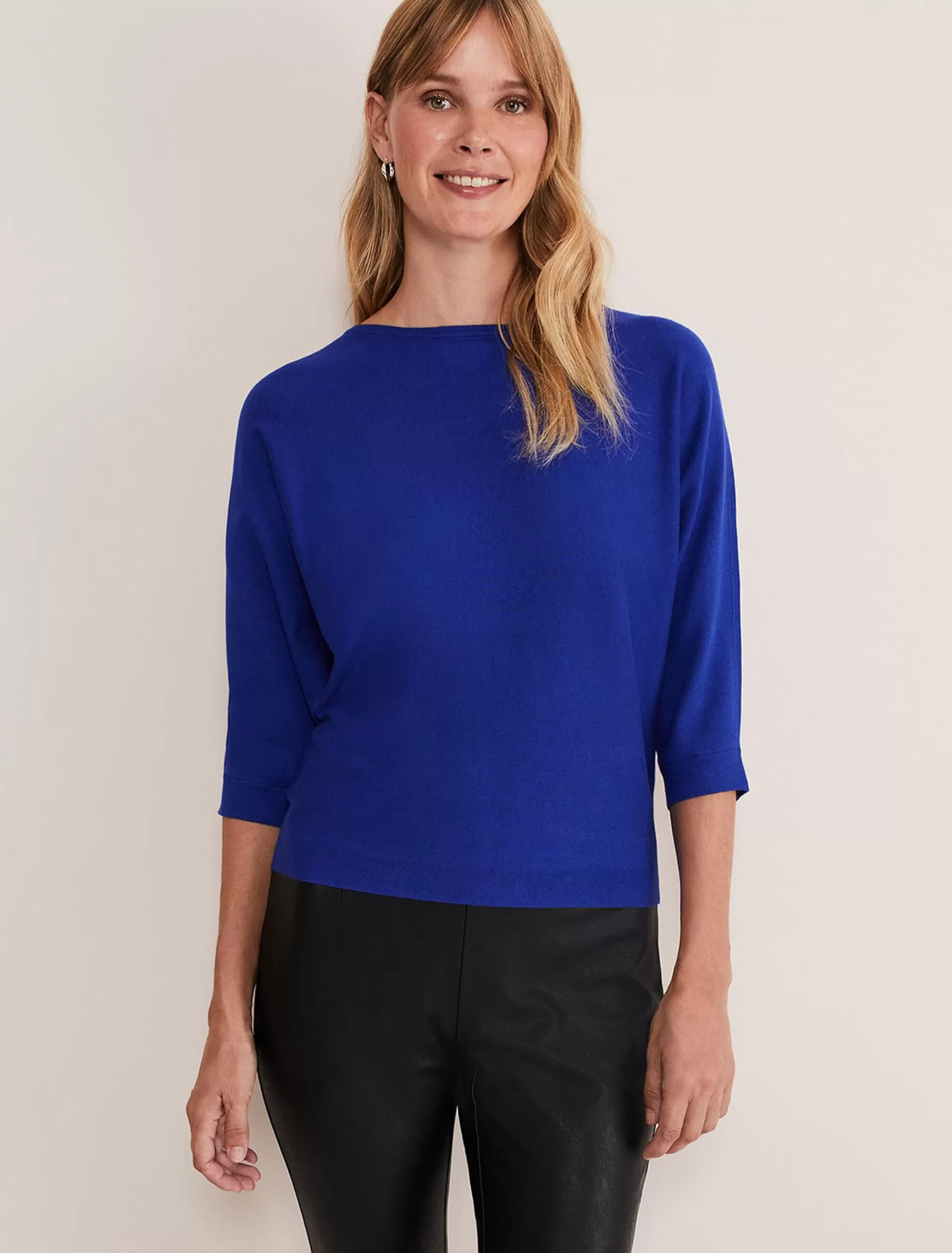 Phase Eight Cristine Batwing Fine Knit Jumper Cobalt New