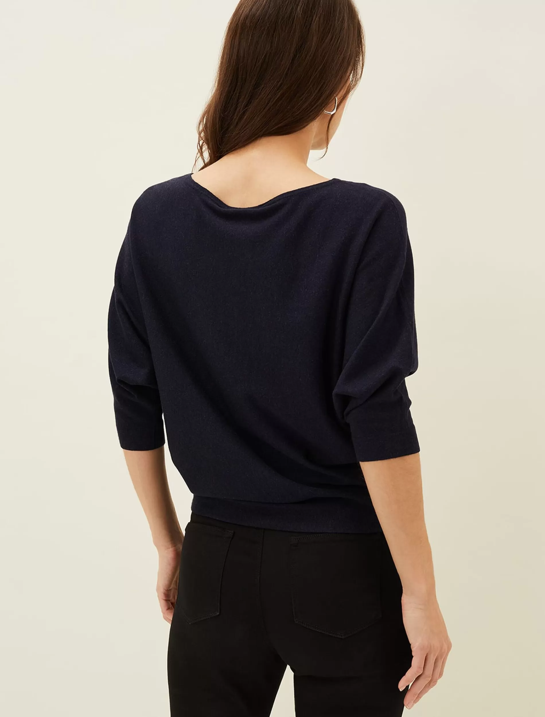 Phase Eight Cristine Batwing Fine Knit Jumper Navy Cheap