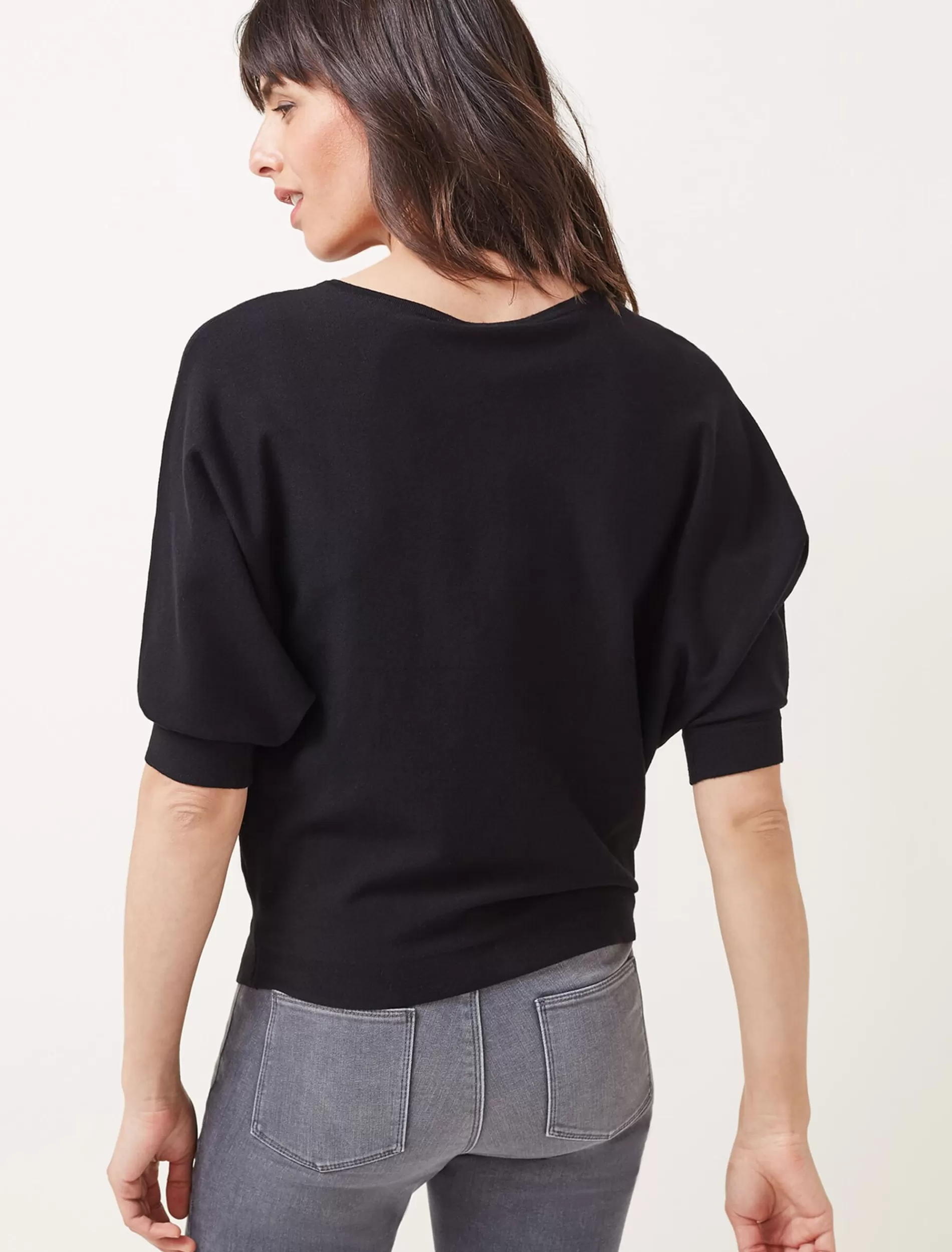 Phase Eight Cristine Batwing Fine Knit Jumper Black New