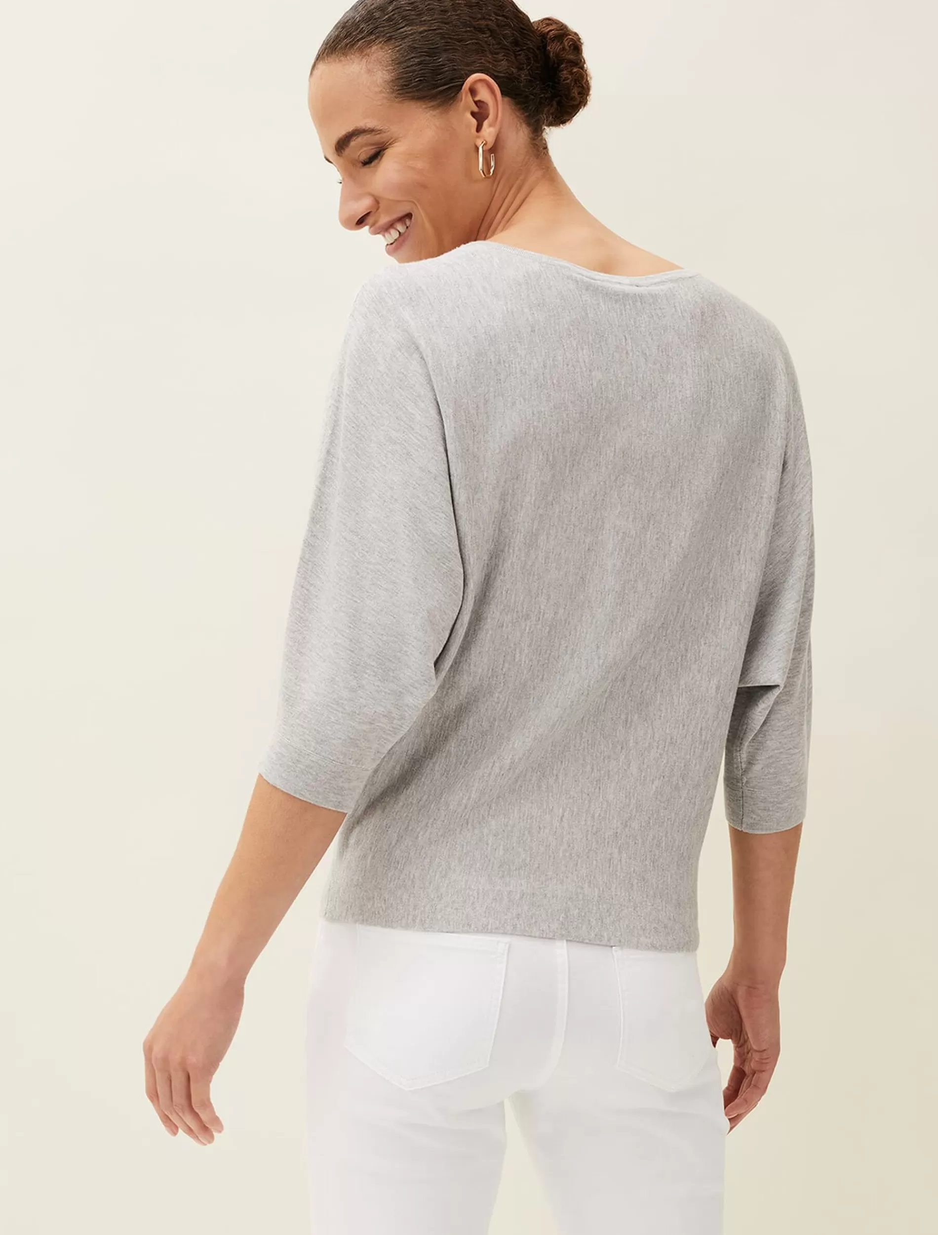Phase Eight Cristine Batwing Fine Knit Jumper Grey Marl Flash Sale