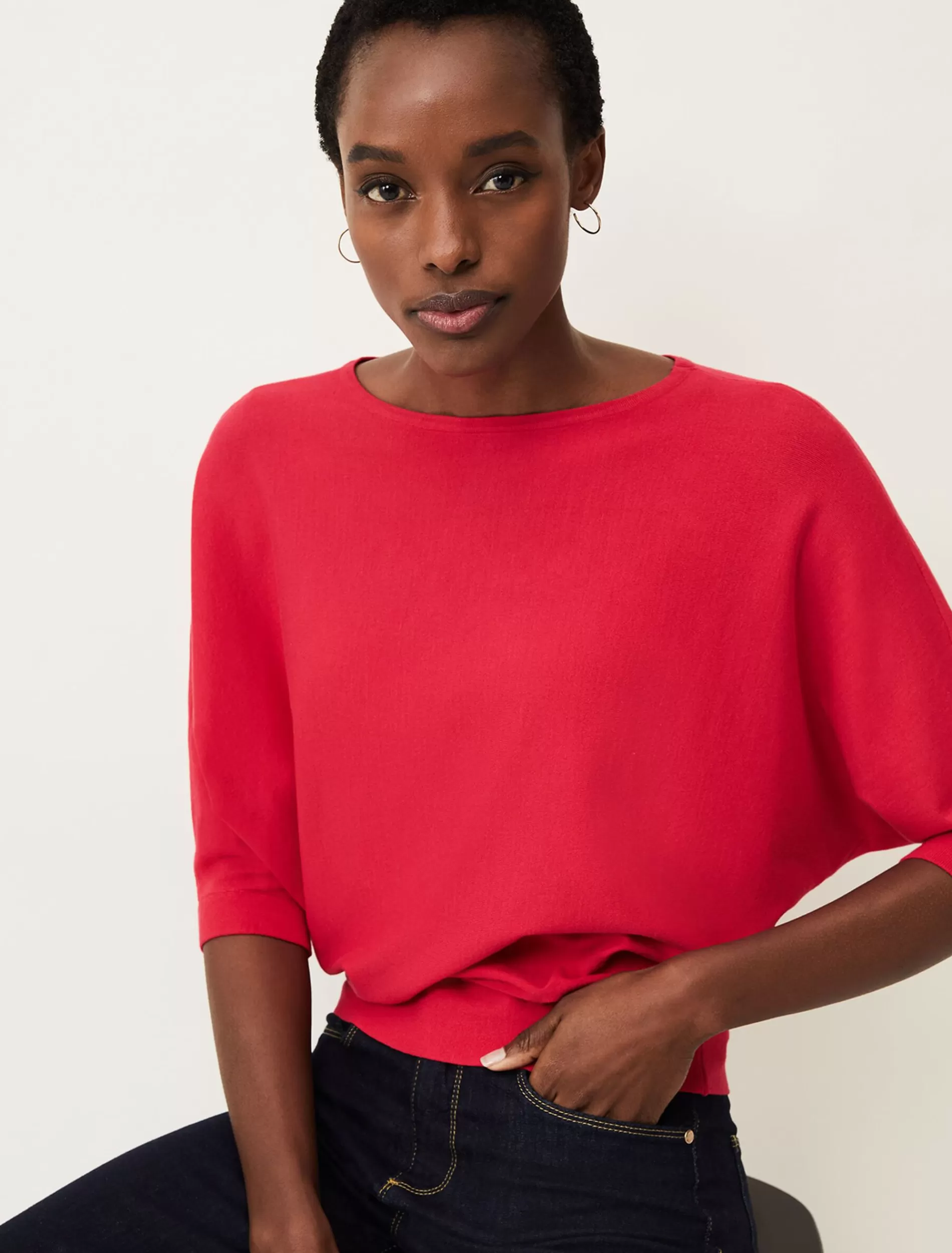 Phase Eight Cristine Batwing Knit Jumper Raspberry Outlet
