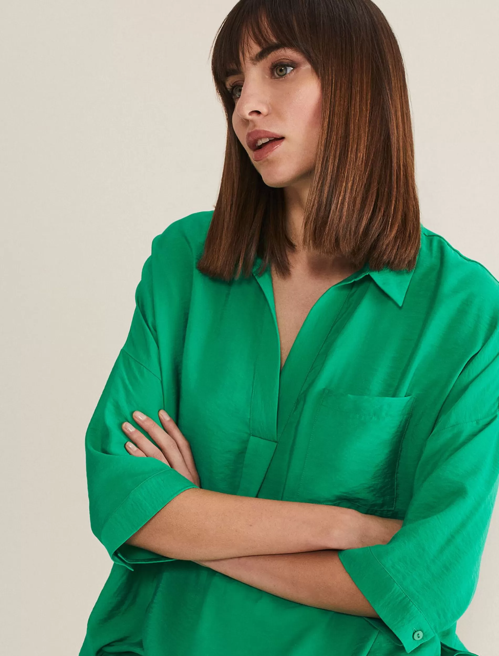 Phase Eight Cynthia Longline Shirt Green Discount