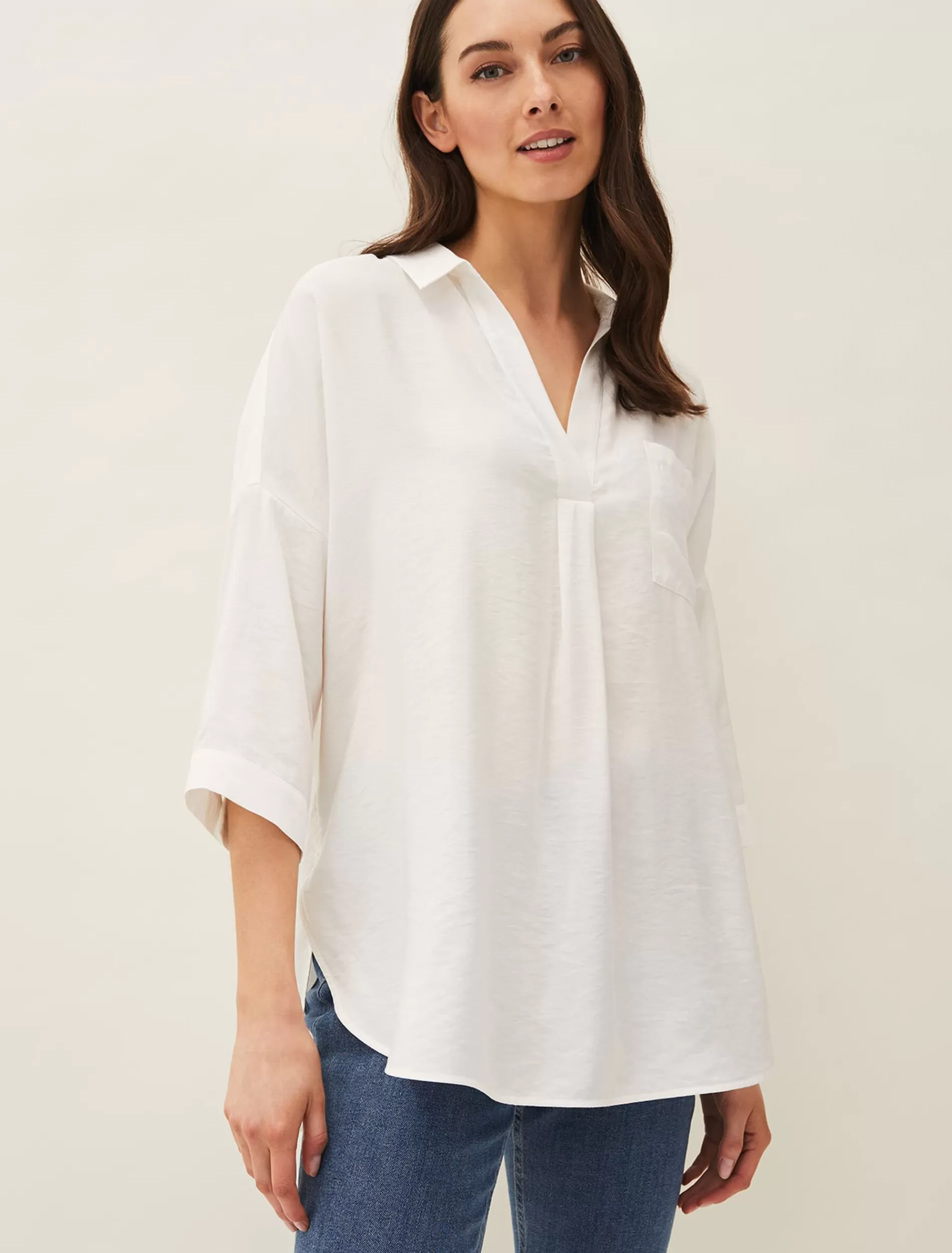 Phase Eight Cynthia Longline Shirt Ivory Shop