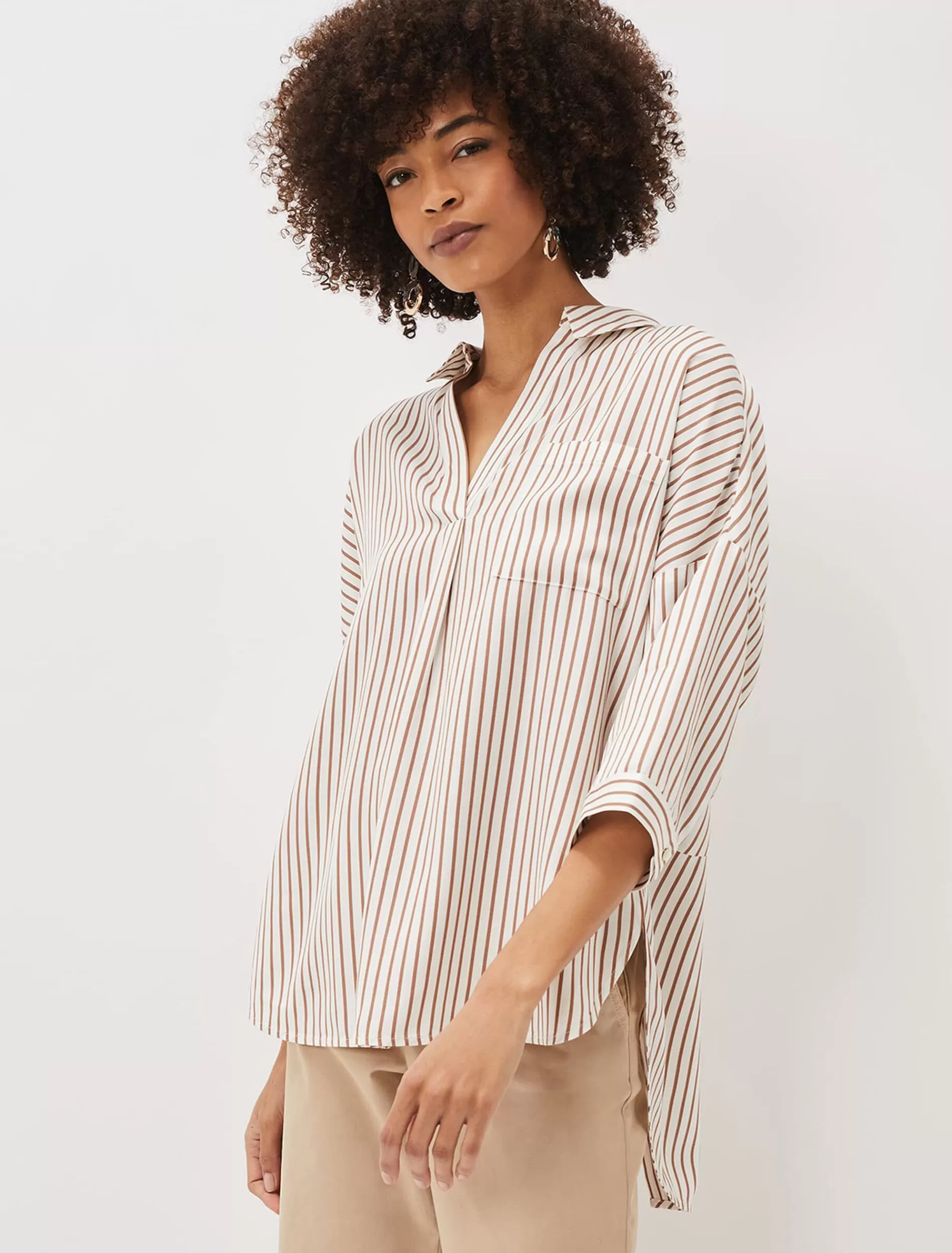 Phase Eight Cynthia Stripe Blouse Stone/Ivory Discount