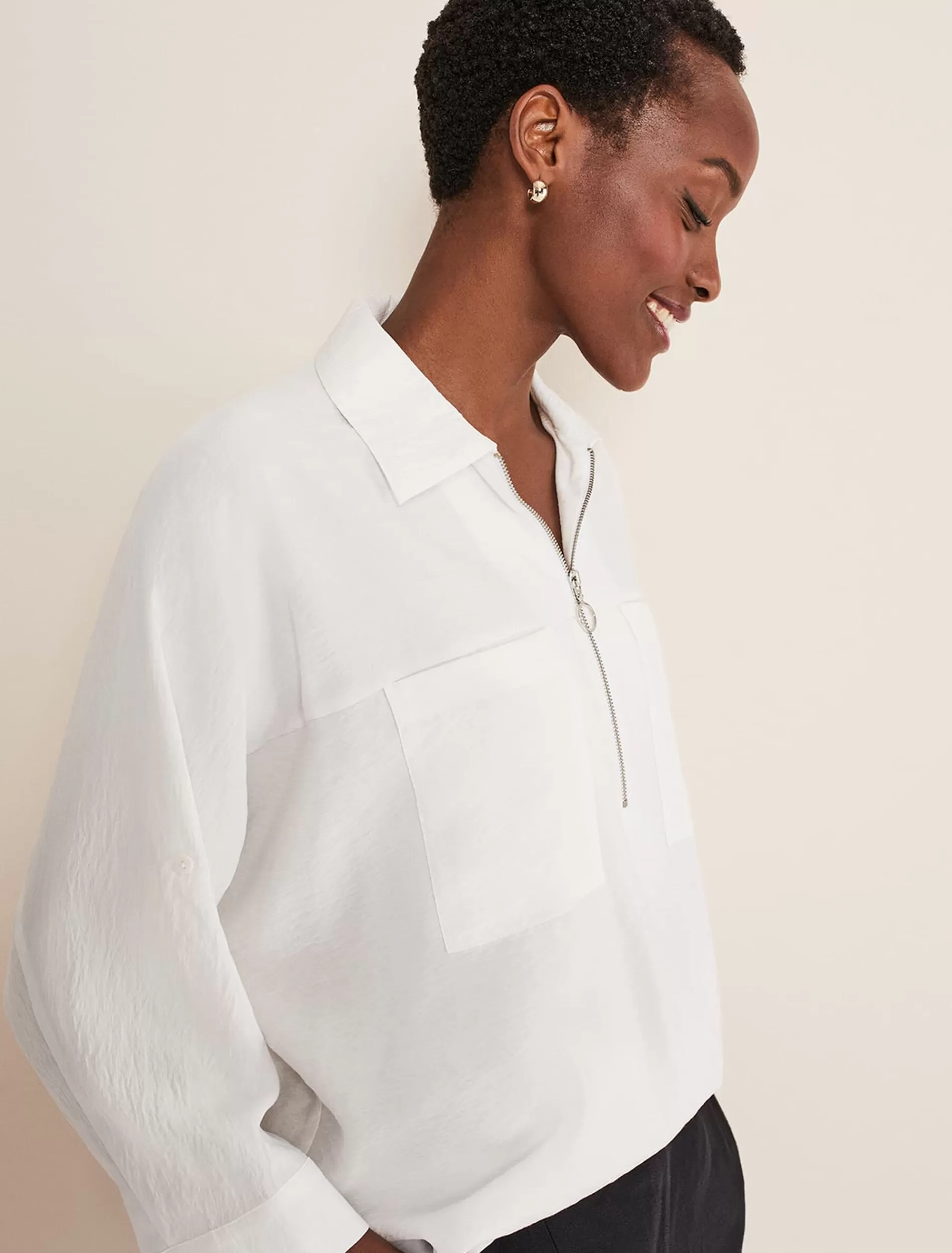 Phase Eight Cynthia Zip Front Shirt White Shop