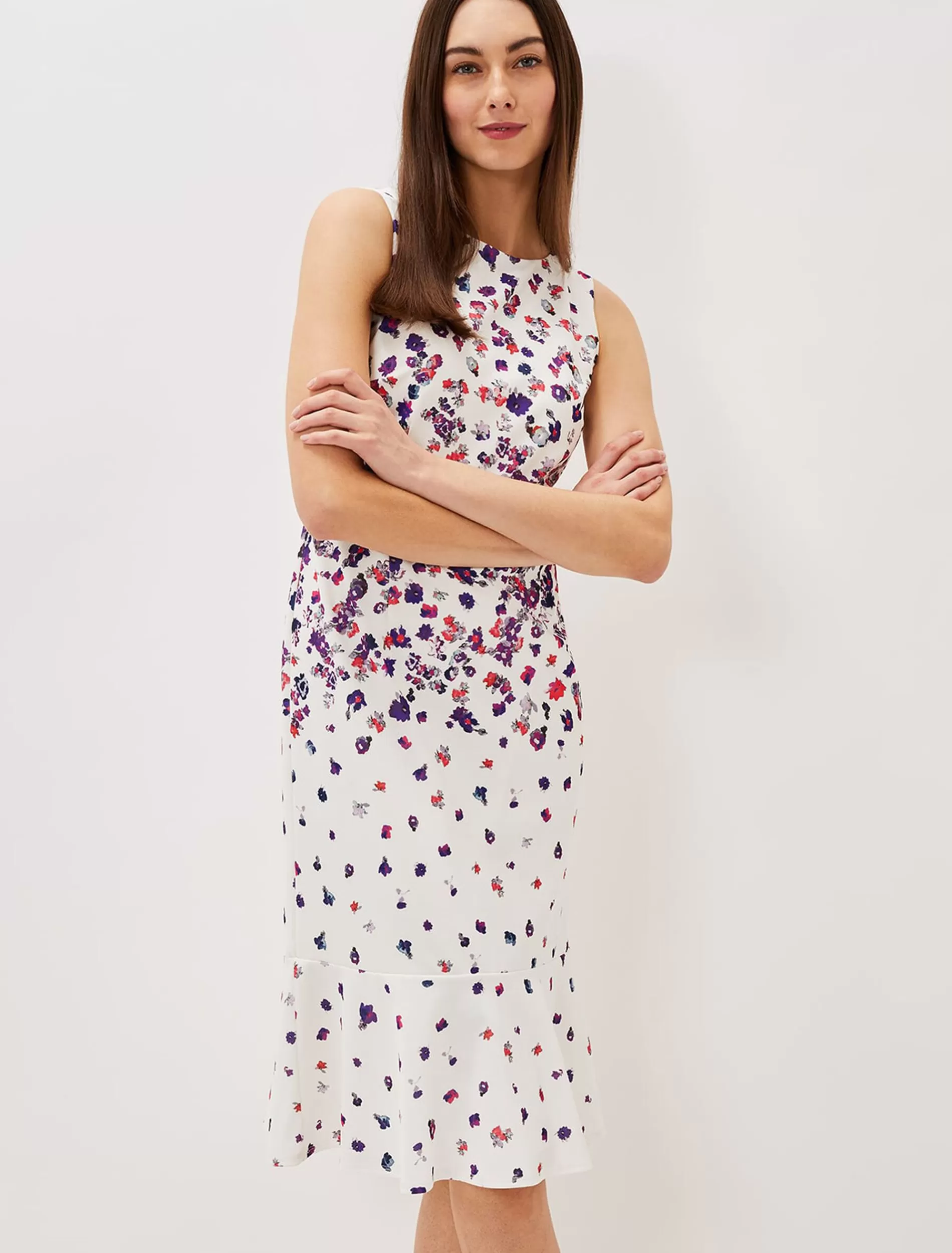 Phase Eight Dahlia Ditsy Floral Fitted Dress Ivory/Multi Store