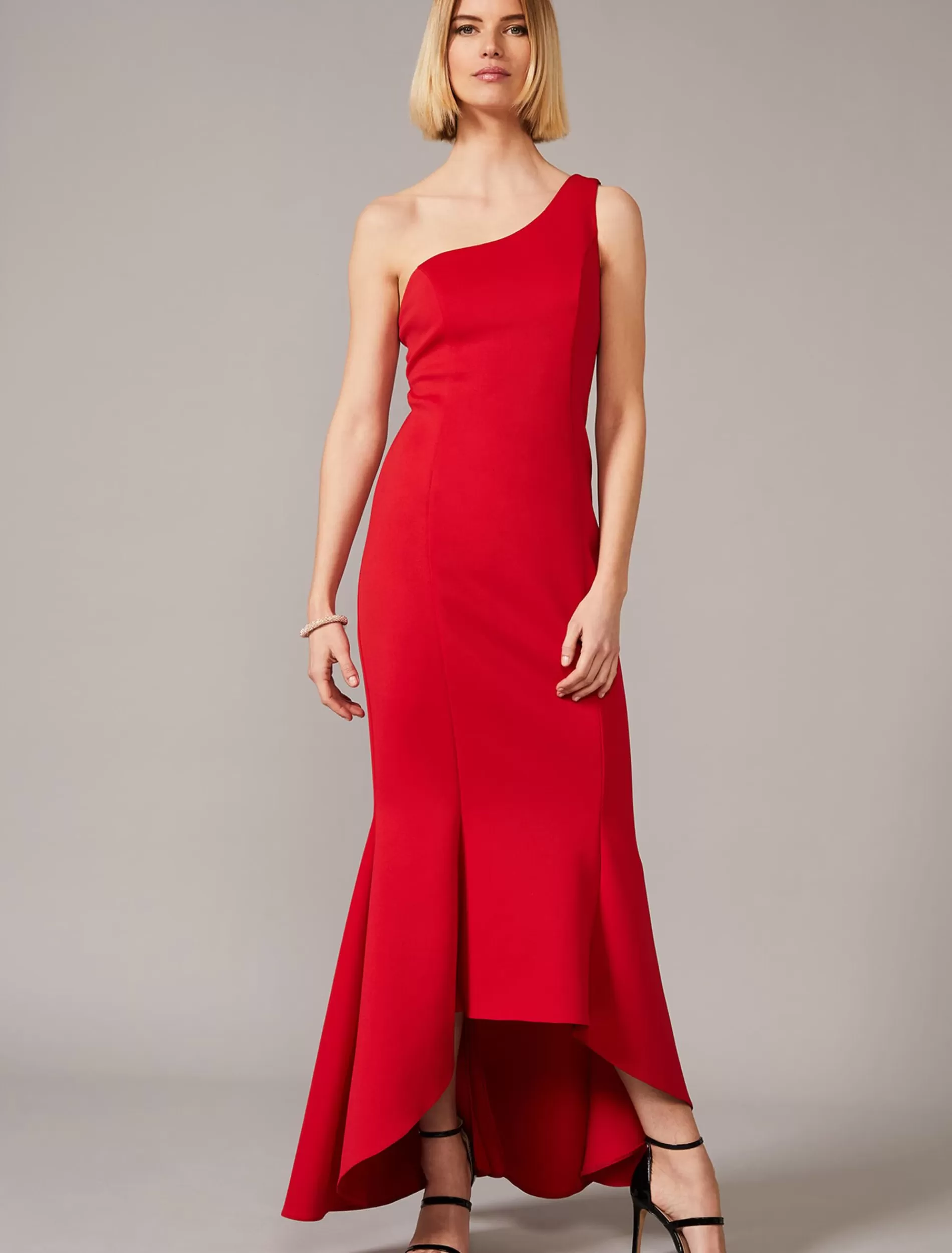Phase Eight Dahlia One Shouldered Scuba Dress Scarlet Hot