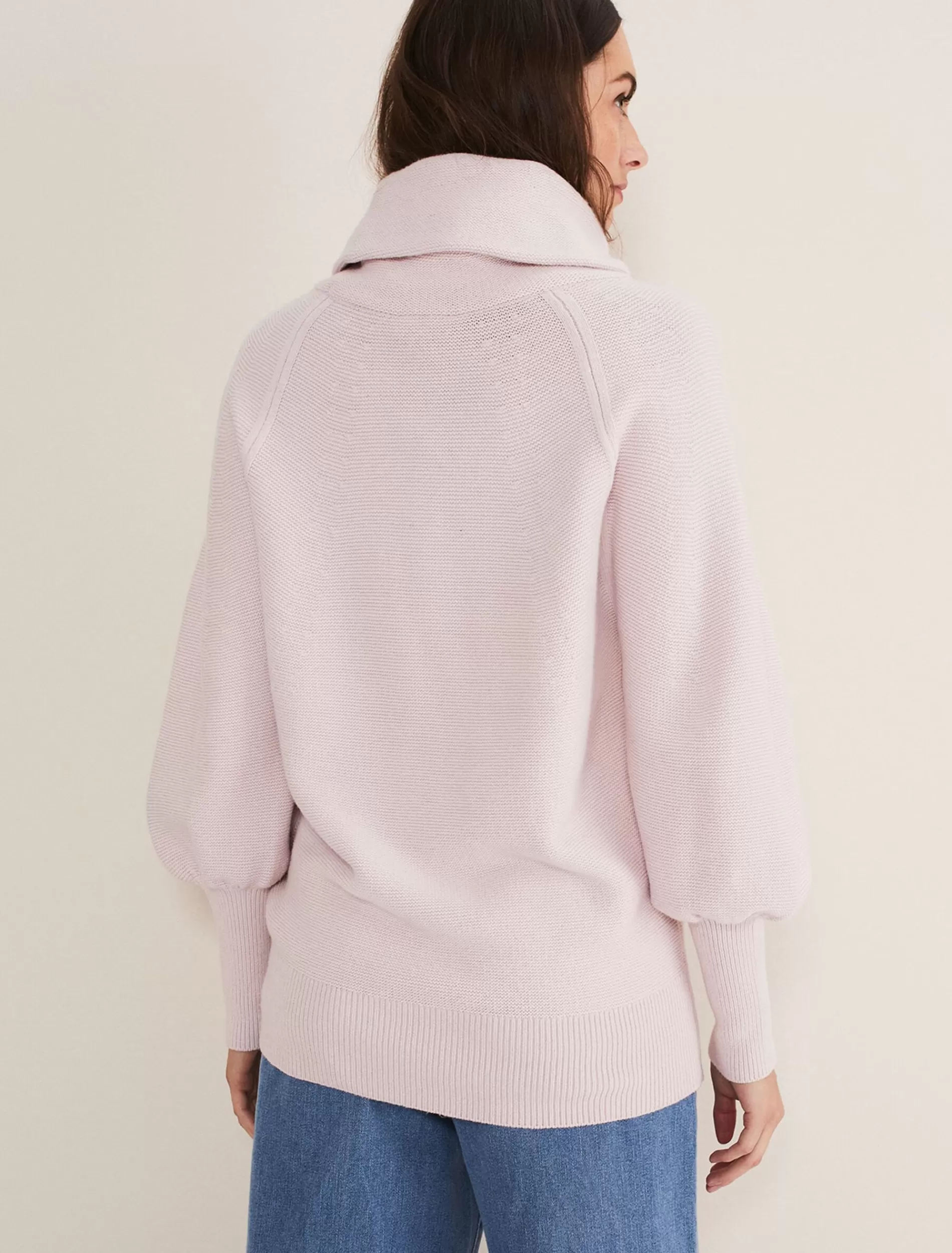 Phase Eight Dahlie Cowl Neck Knit Jumper Soft Pink Clearance