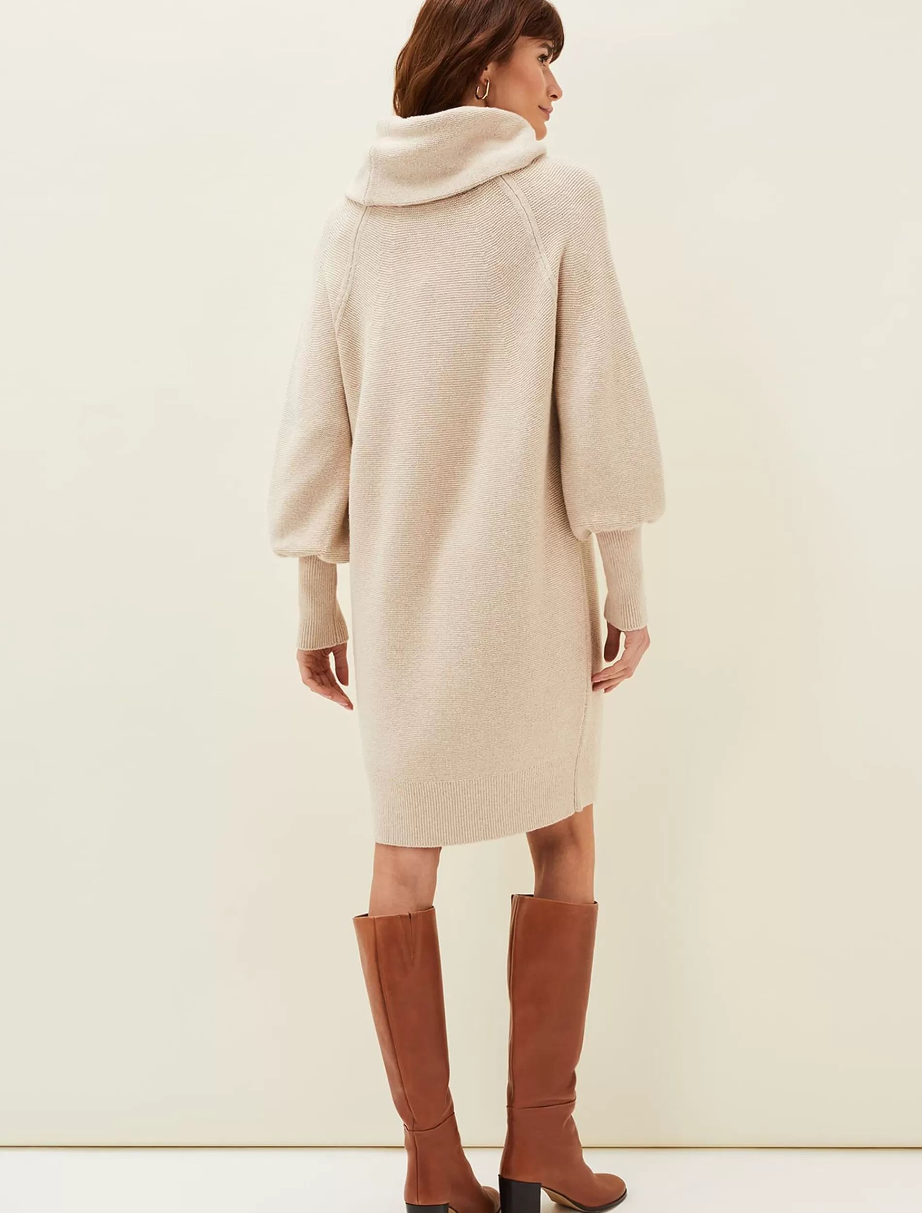 Phase Eight Dahlie Knitted Jumper Dress Oatmeal Flash Sale