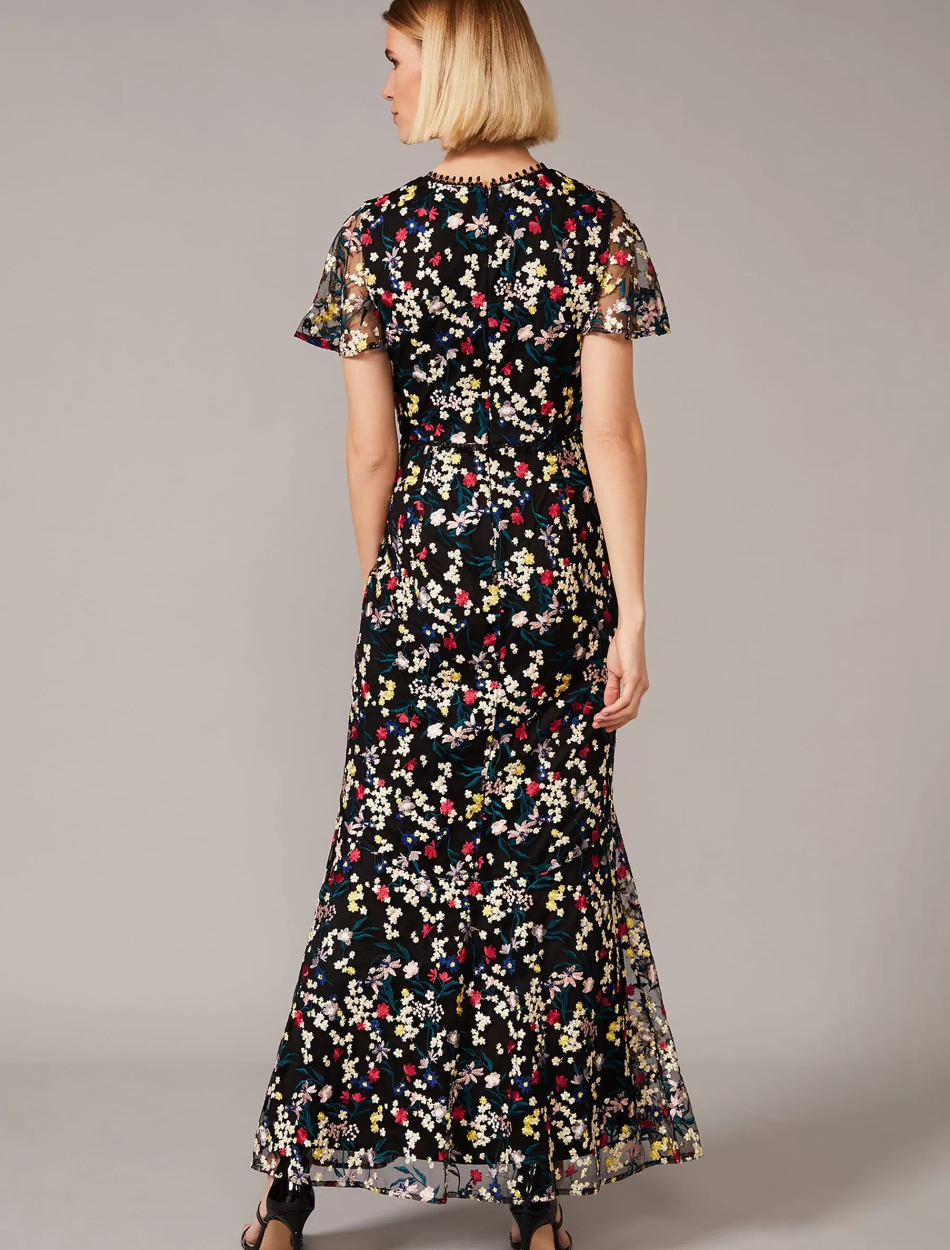 Phase Eight Daiva Embroidered Fishtail Dress Black/Multi New