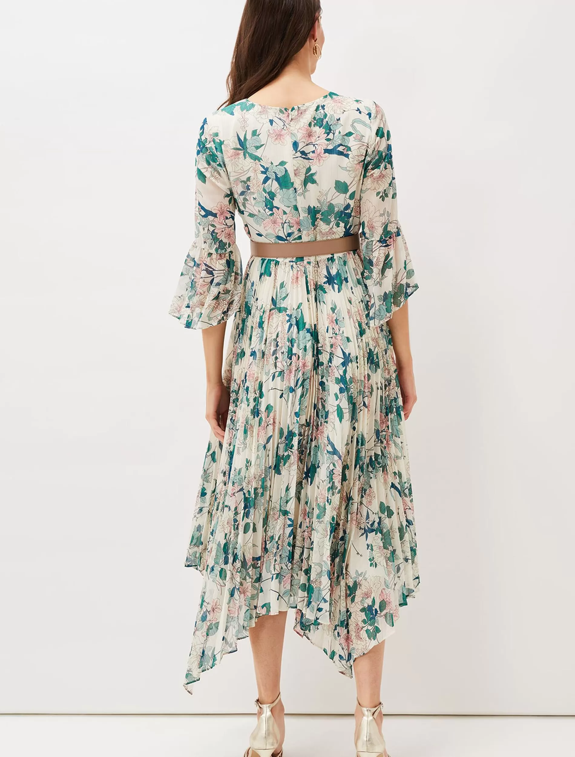 Phase Eight Dani Floral Pleated Midi Dress Buttermilk Flash Sale