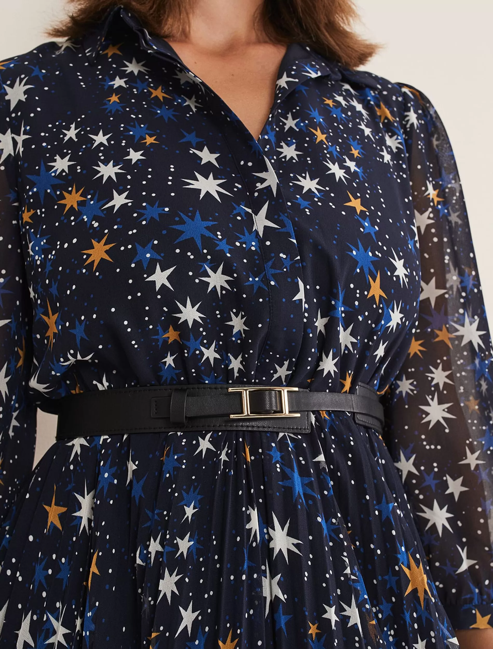 Phase Eight Dani Star Pleated Dress Navy Best