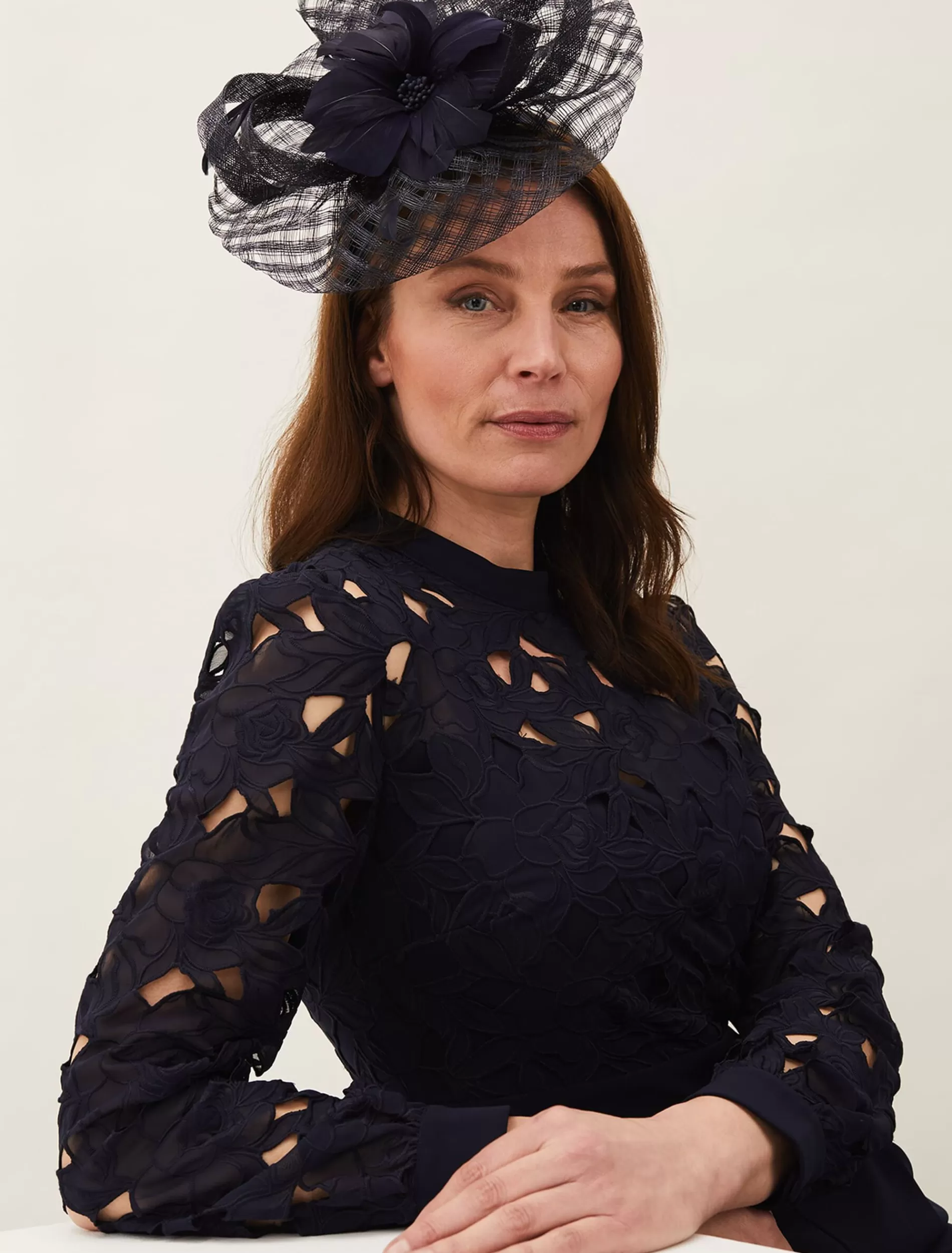 Phase Eight Danna Flower Disc Fascinator Navy Best
