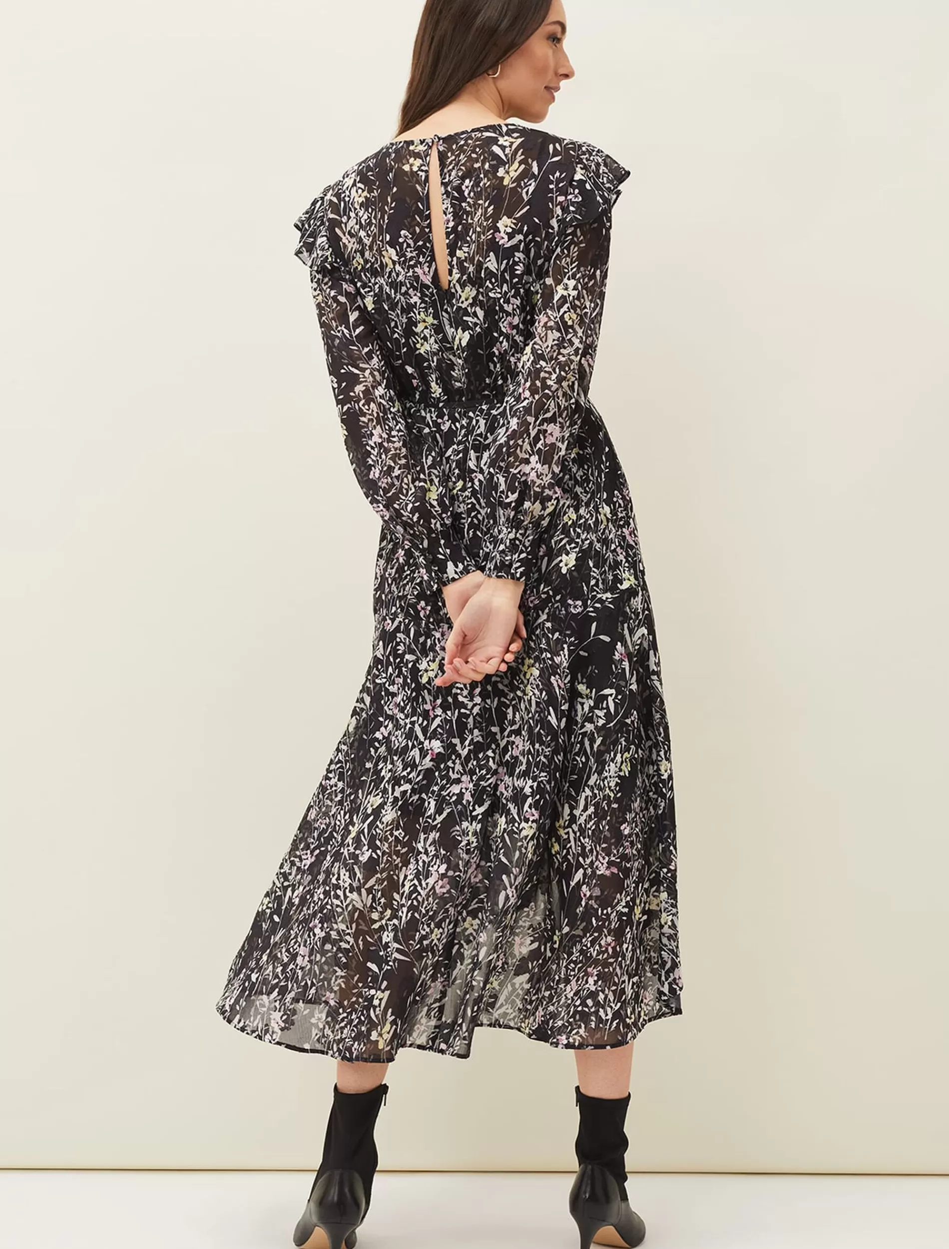 Phase Eight Daphne Floral Wrap Dress Black/Multi Flash Sale