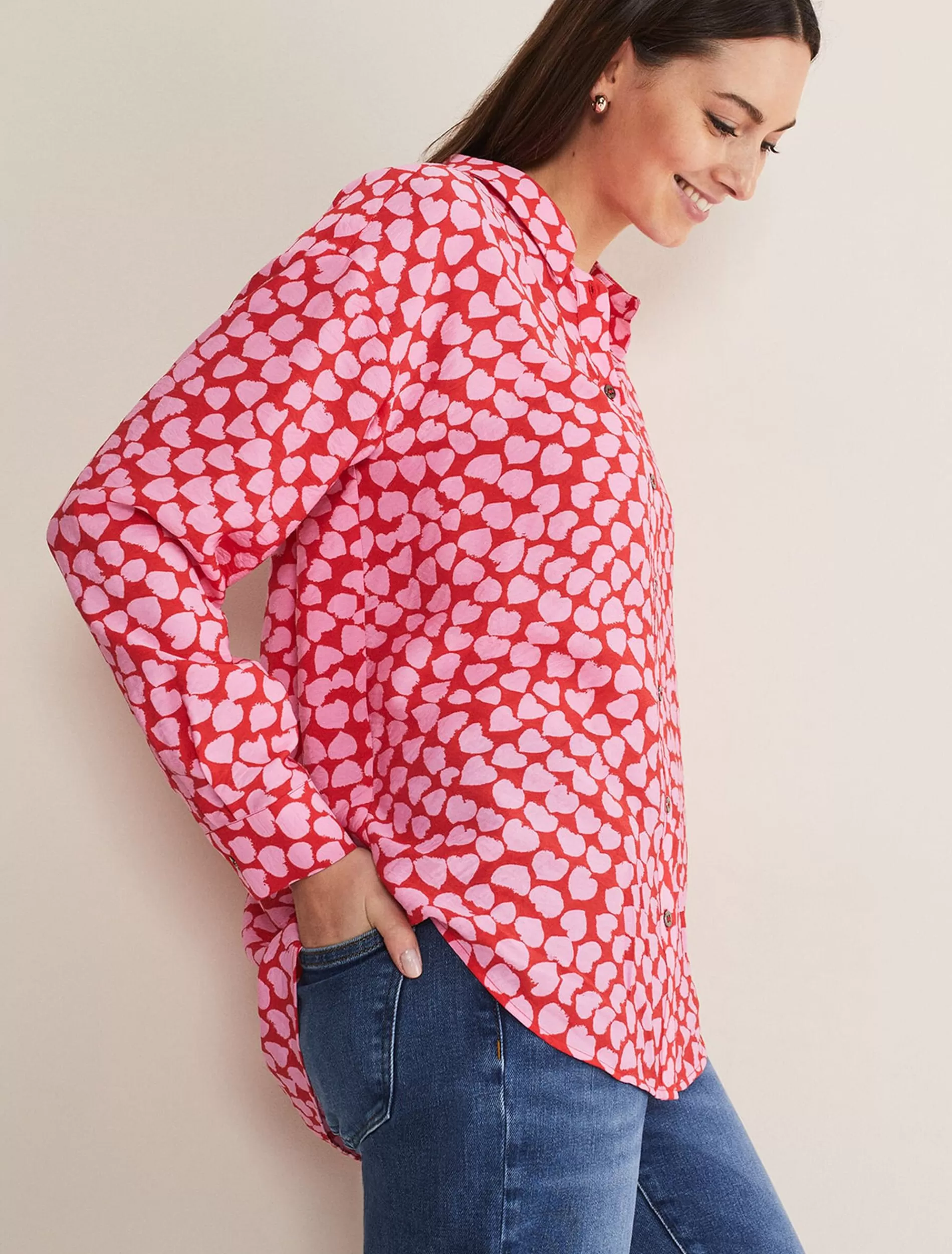 Phase Eight Darcie Heart Shirt Red/Pink Store