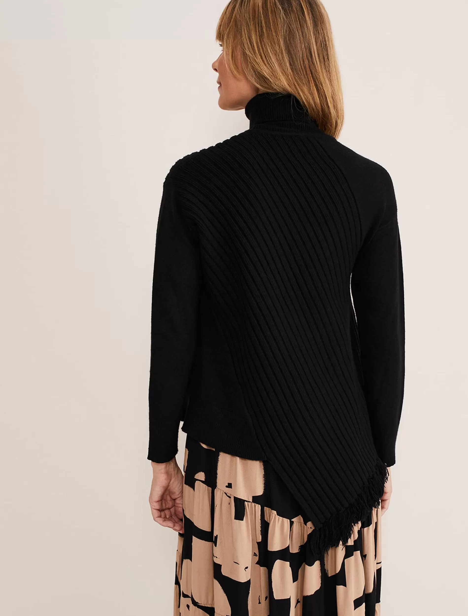 Phase Eight Darcy Cosy Asymmetric Fringe Knit Black Cheap
